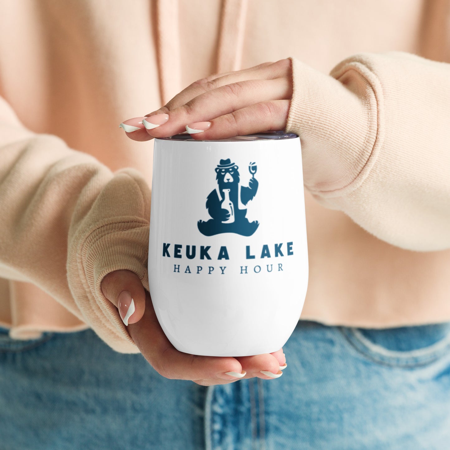 Wine tumbler - Keuka Lake Happy Hour Bear