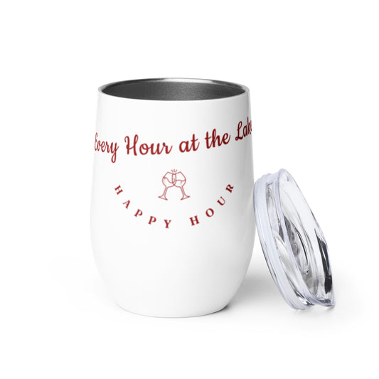 Every Hour At the Lake is Happy Hour wine tumbler