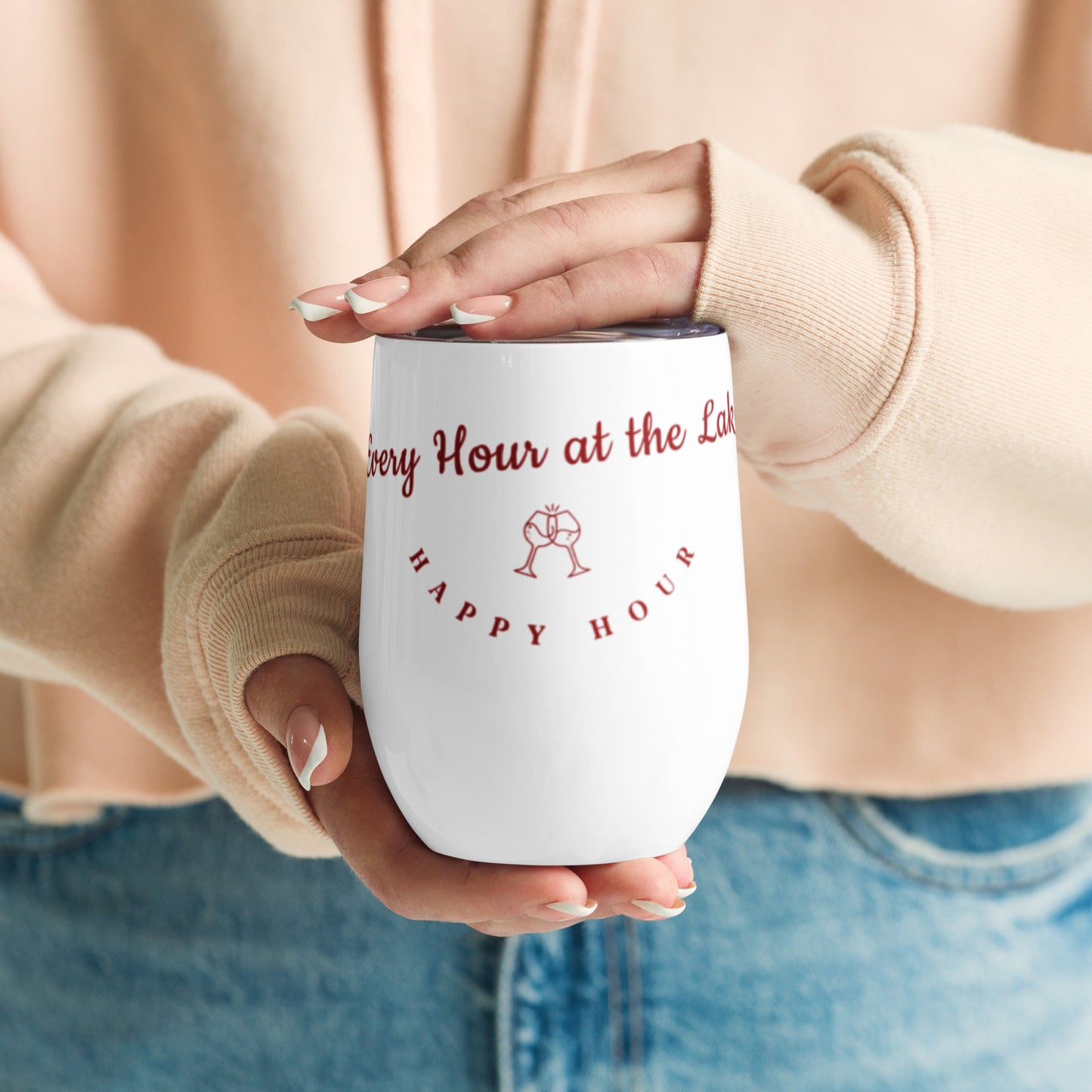 Every Hour At the Lake is Happy Hour wine tumbler