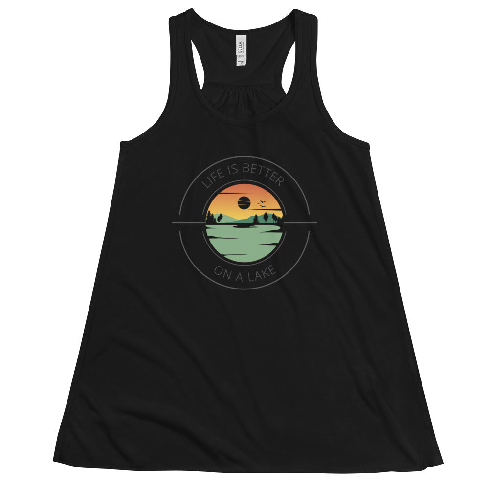 Women's Flowy Racerback Tank - Life is Better orange & green