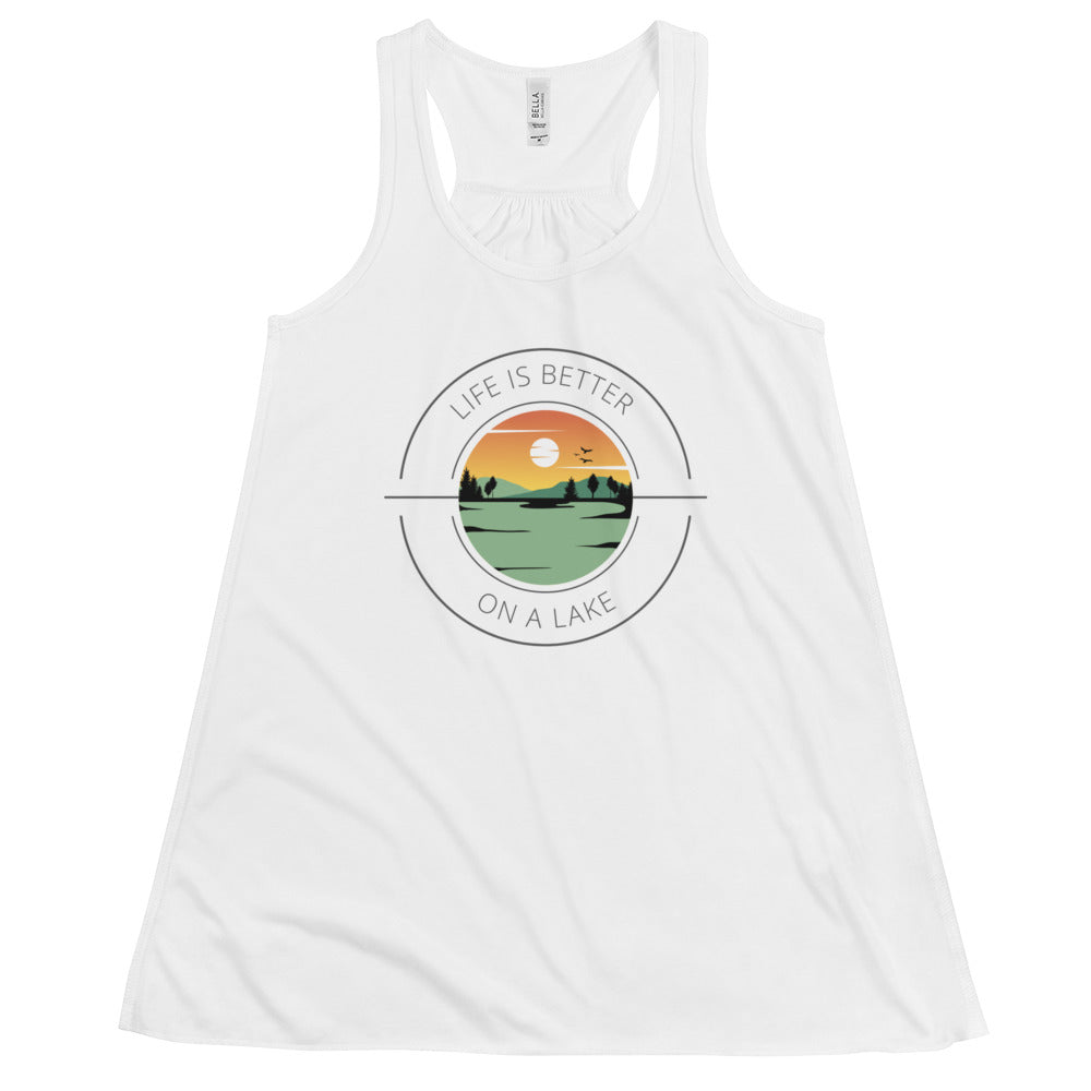 Women's Flowy Racerback Tank - Life is Better orange & green