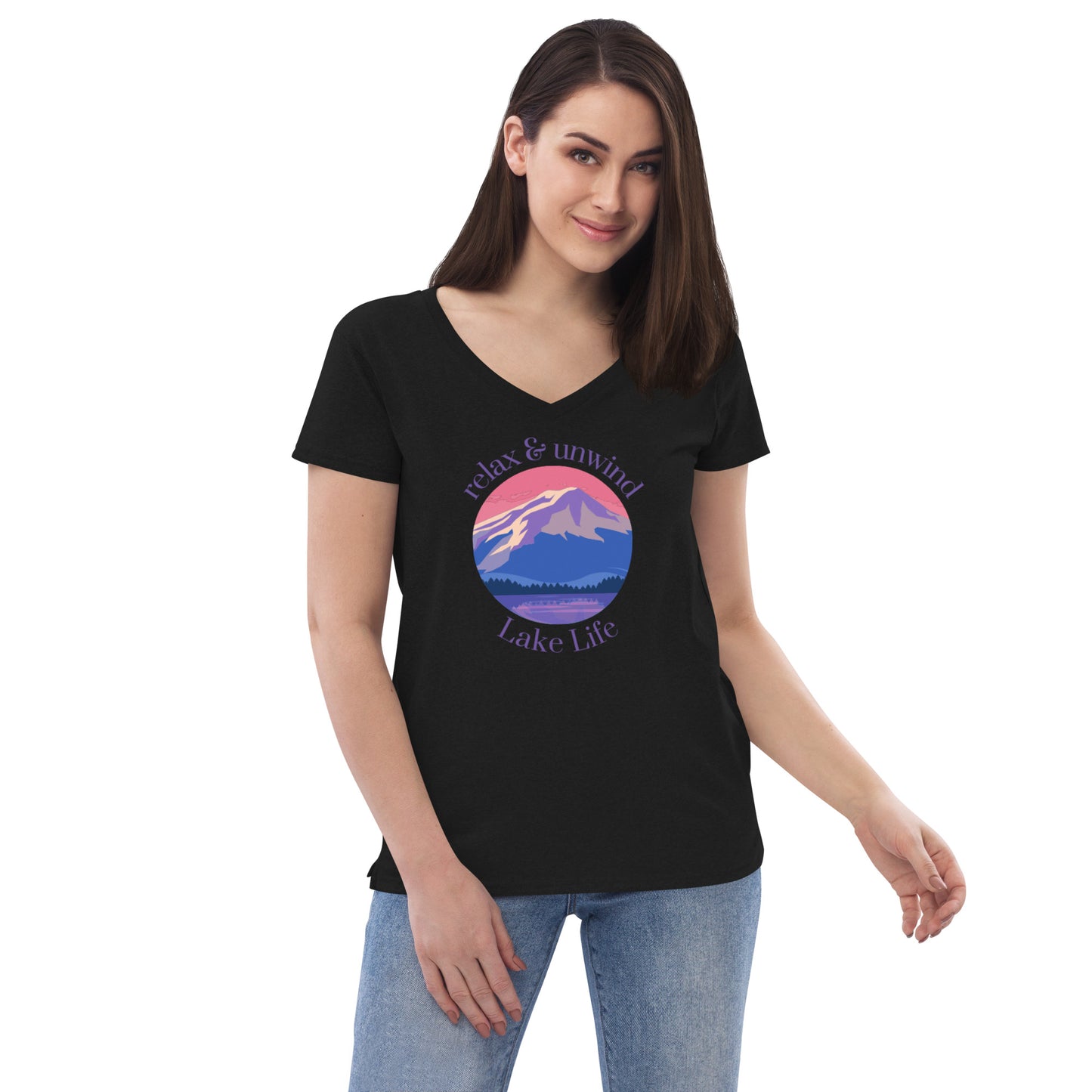 Women’s recycled v-neck t-shirt - Relax & Unwind purple