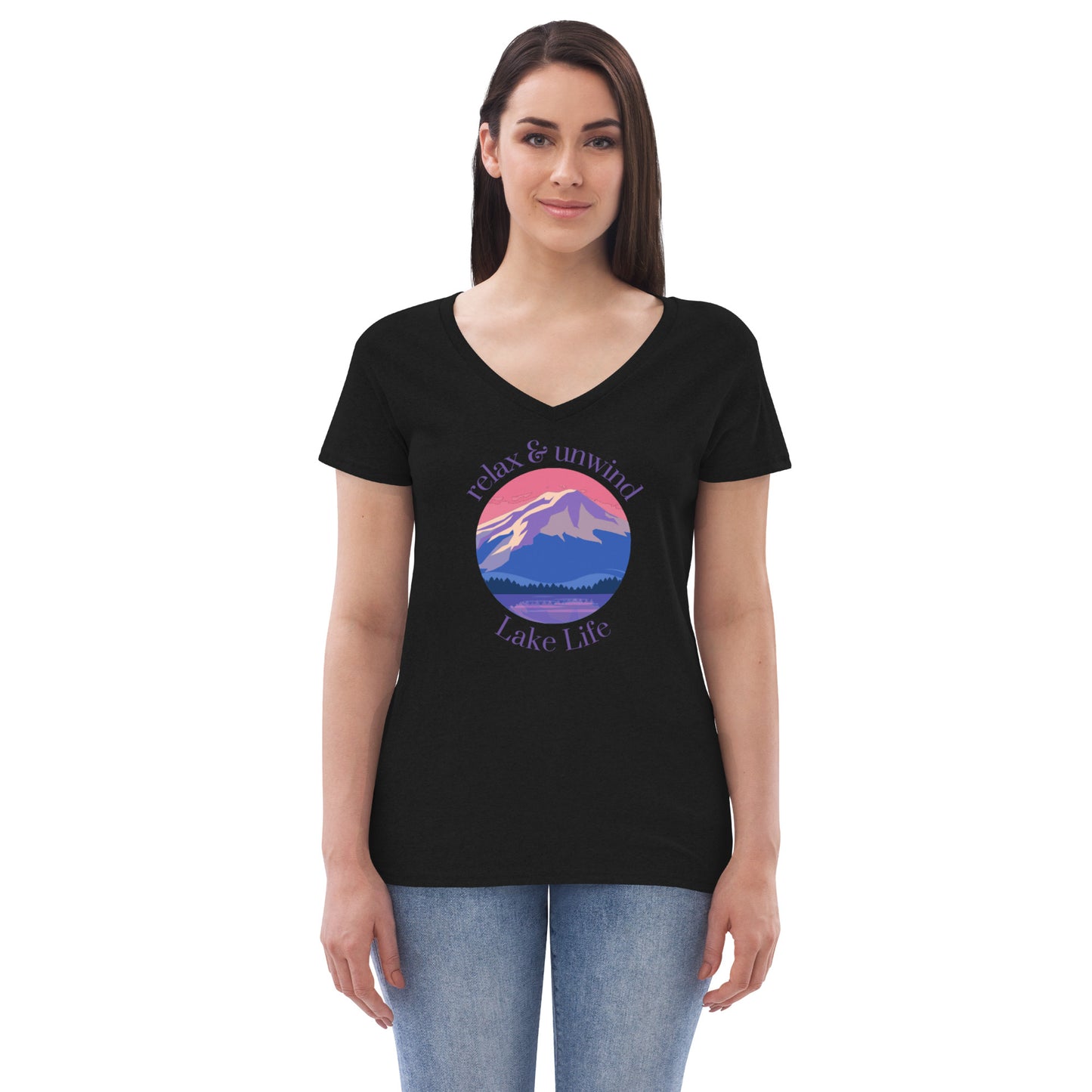 Women’s recycled v-neck t-shirt - Relax & Unwind purple