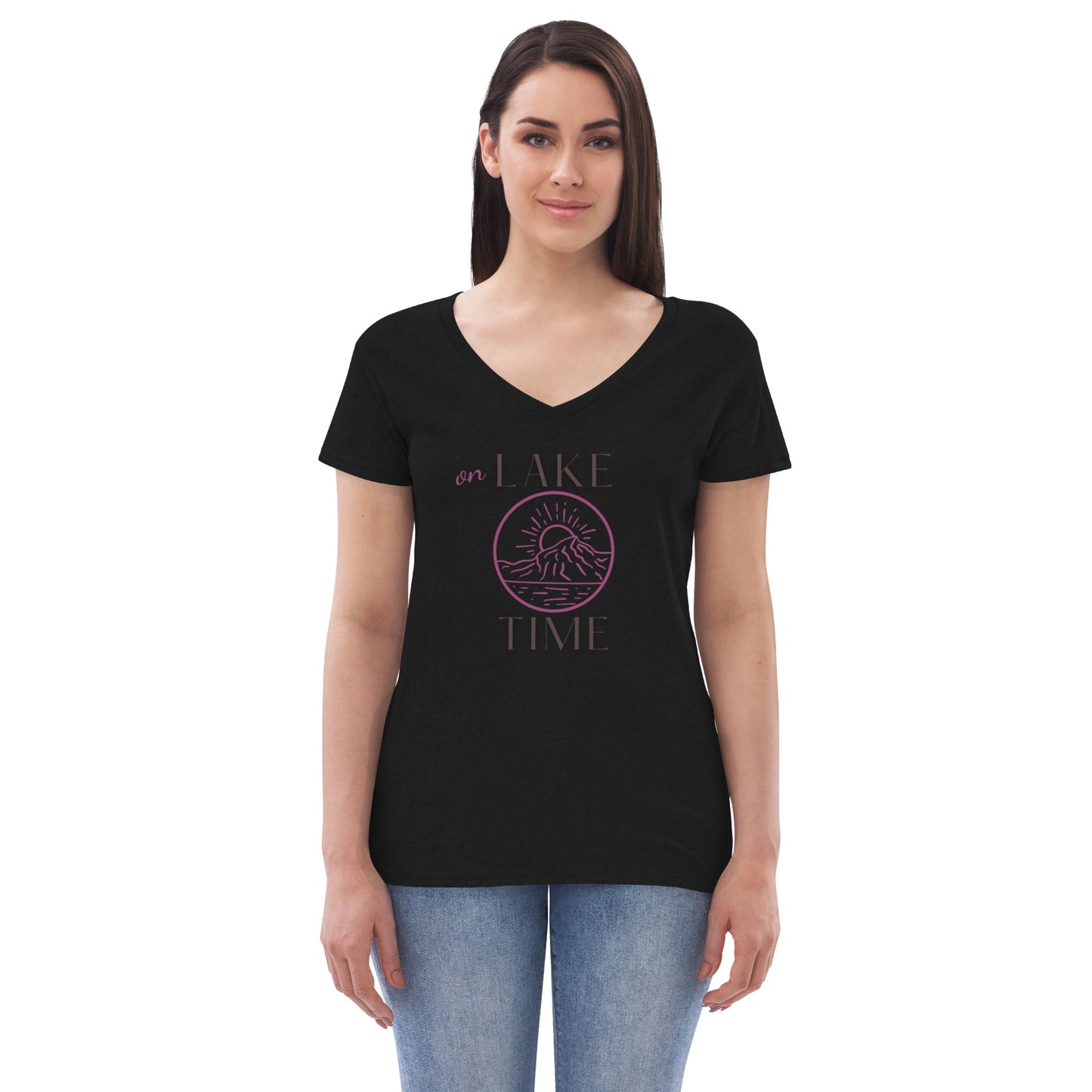 Women’s recycled v-neck t-shirt - On Lake Time