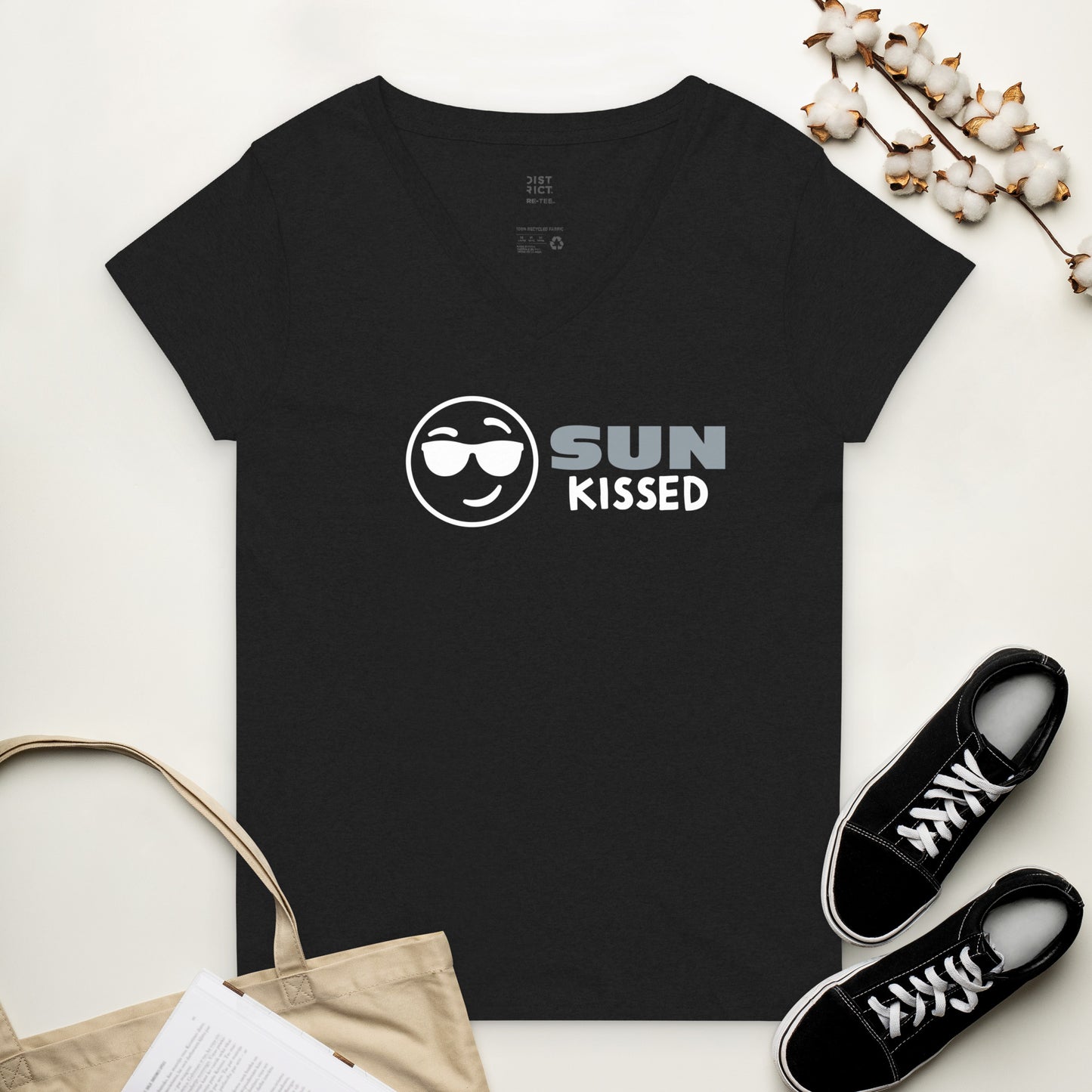 Women’s recycled v-neck t-shirt - Sun Kissed Sunglasses