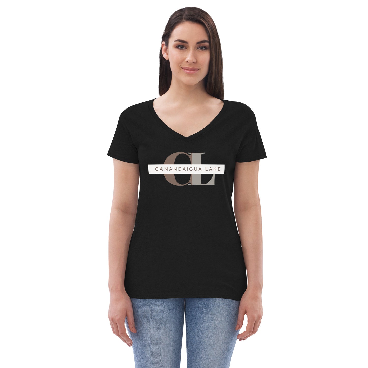 Women’s recycled v-neck t-shirt - Canandaigua Lake monogram style 2