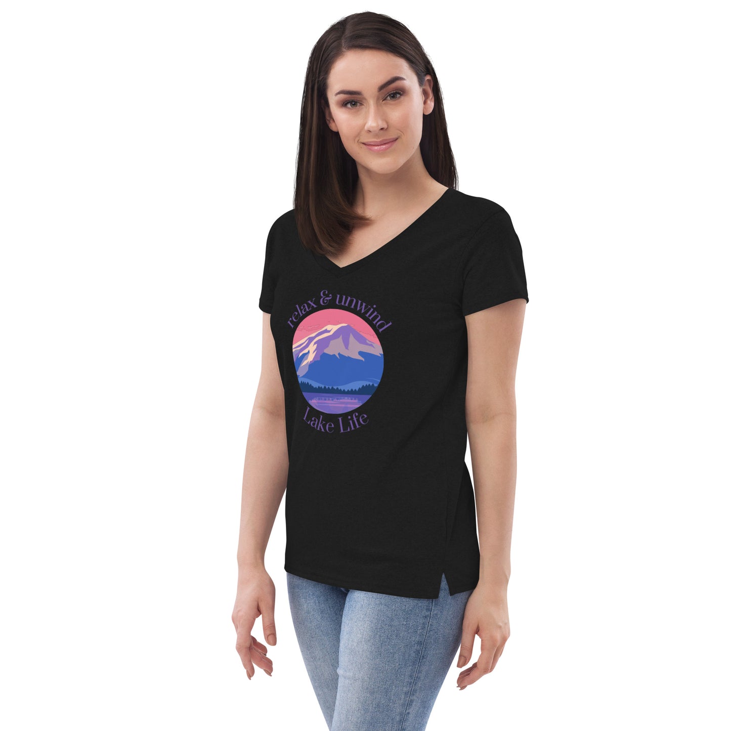 Women’s recycled v-neck t-shirt - Relax & Unwind purple