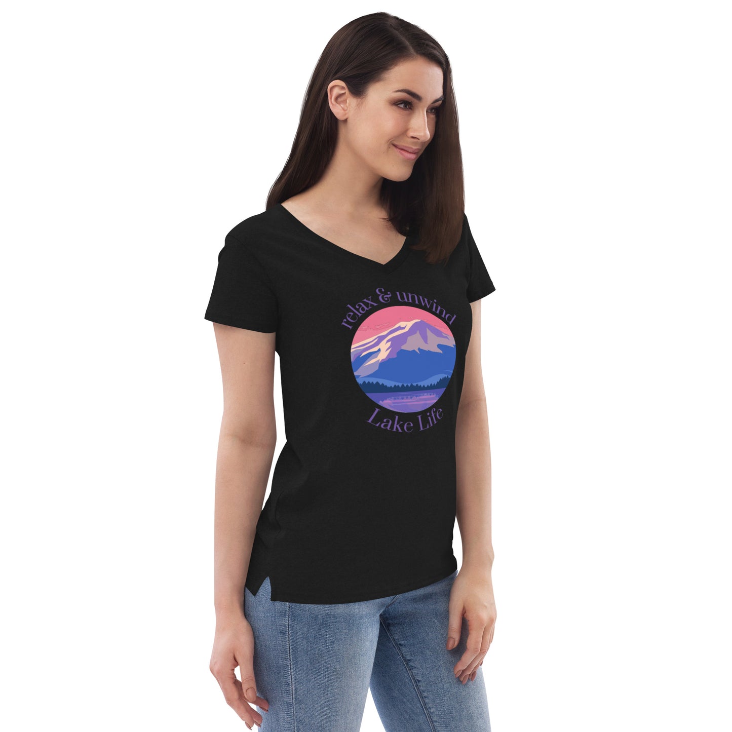 Women’s recycled v-neck t-shirt - Relax & Unwind purple