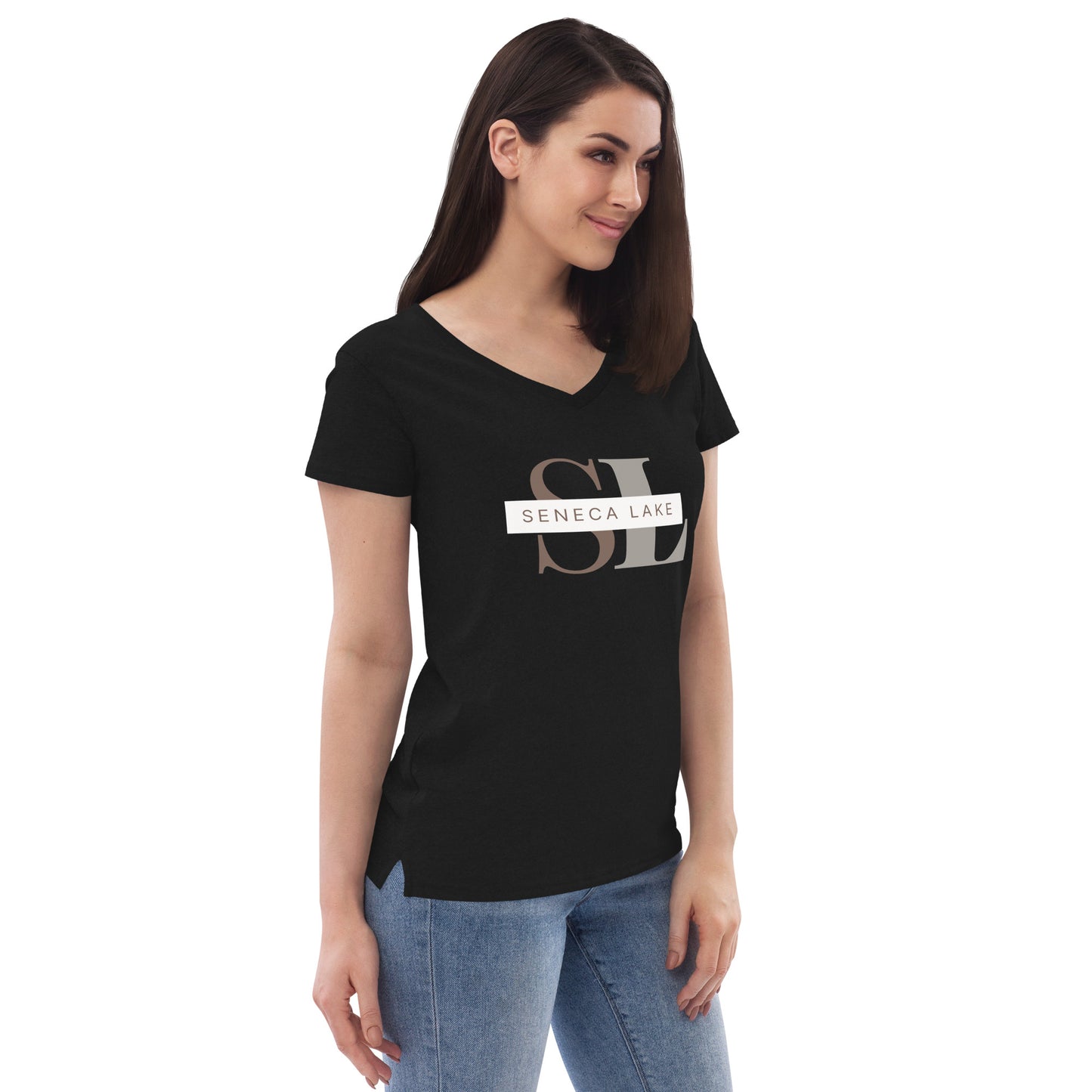 Women’s recycled v-neck t-shirt - Seneca Lake monogram style 2