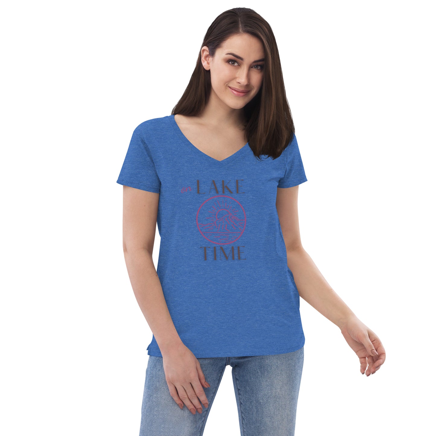 Women’s recycled v-neck t-shirt - On Lake Time