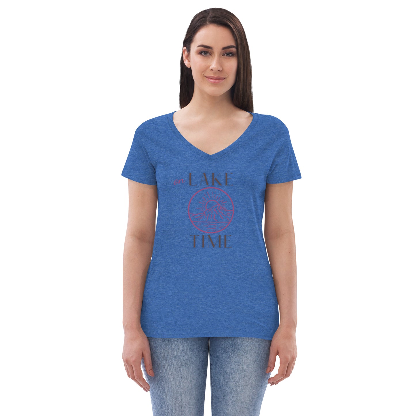 Women’s recycled v-neck t-shirt - On Lake Time