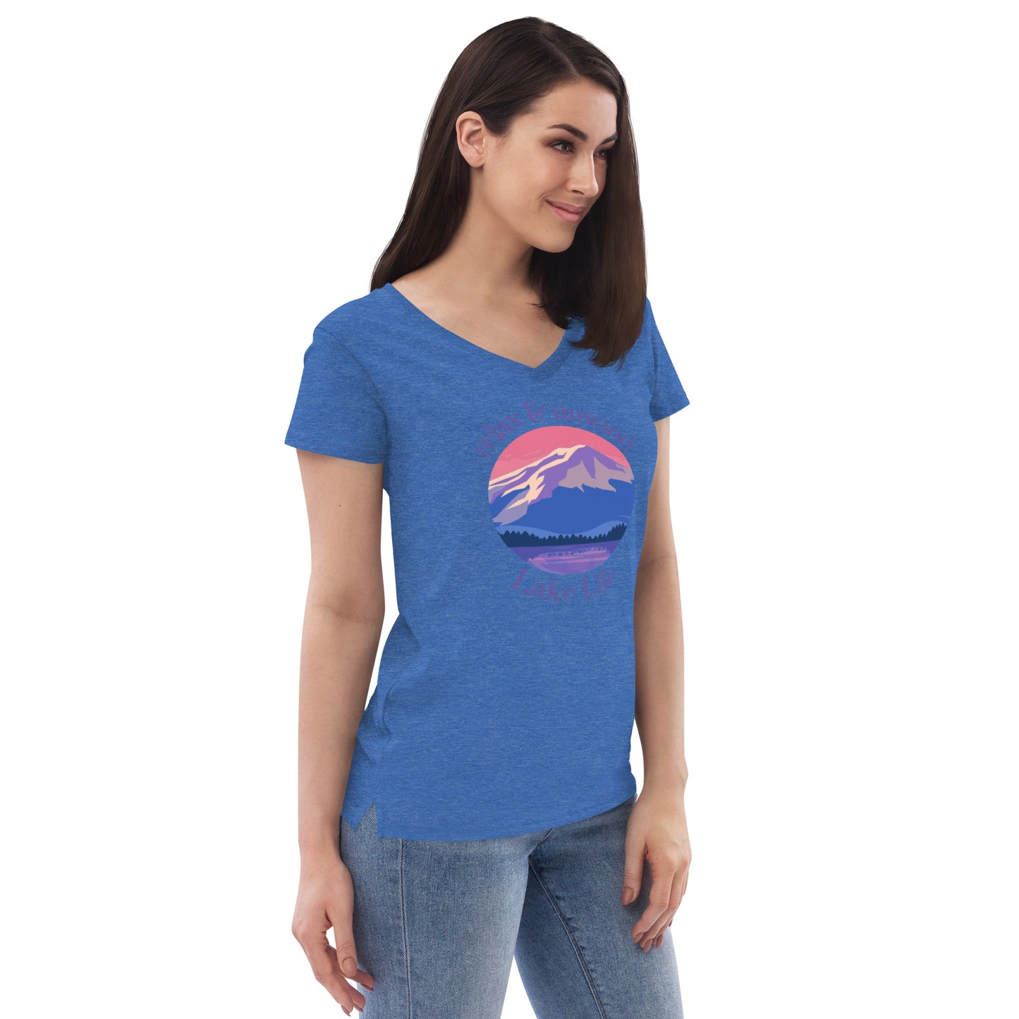 Women’s recycled v-neck t-shirt - Relax & Unwind purple