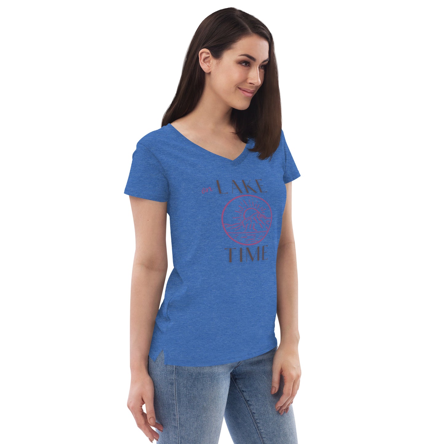 Women’s recycled v-neck t-shirt - On Lake Time