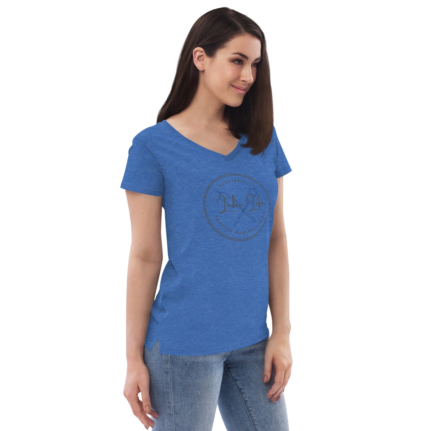 Women’s recycled v-neck t-shirt - Lake Life Toasted Marshmallows