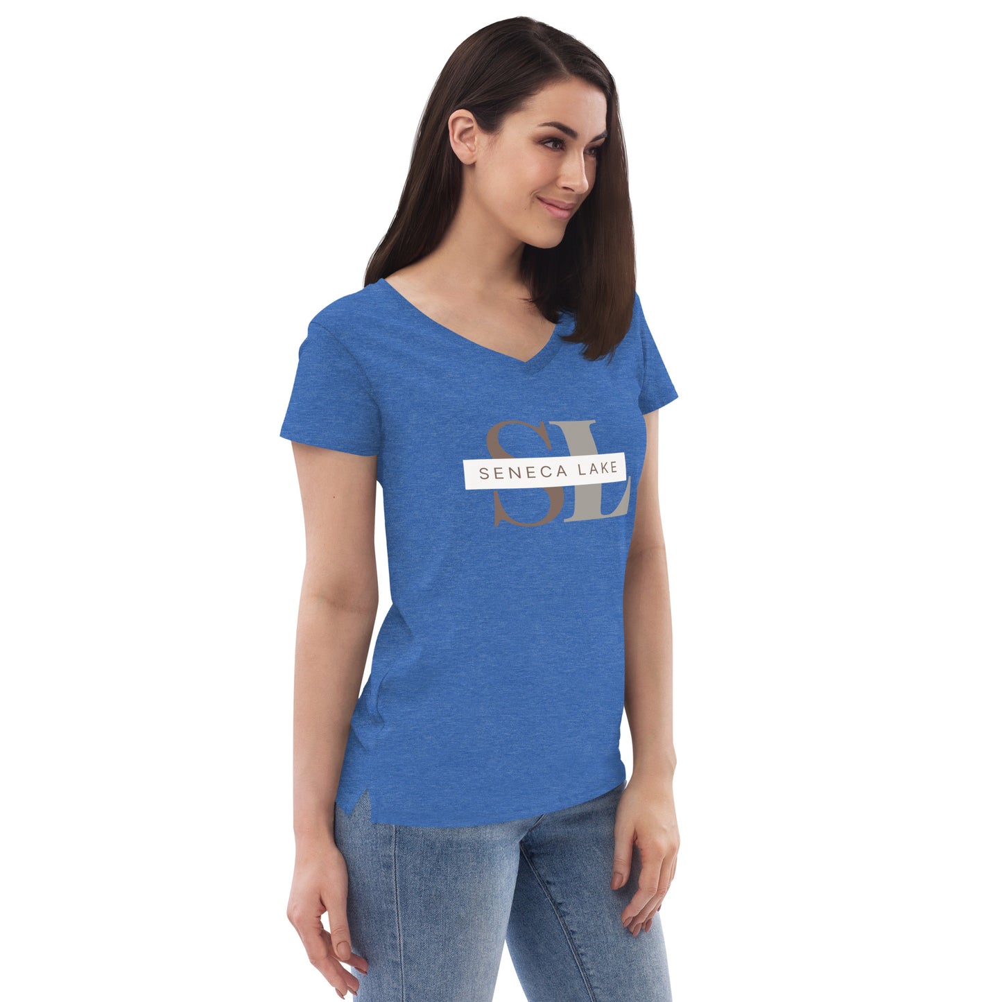 Women’s recycled v-neck t-shirt - Seneca Lake monogram style 2