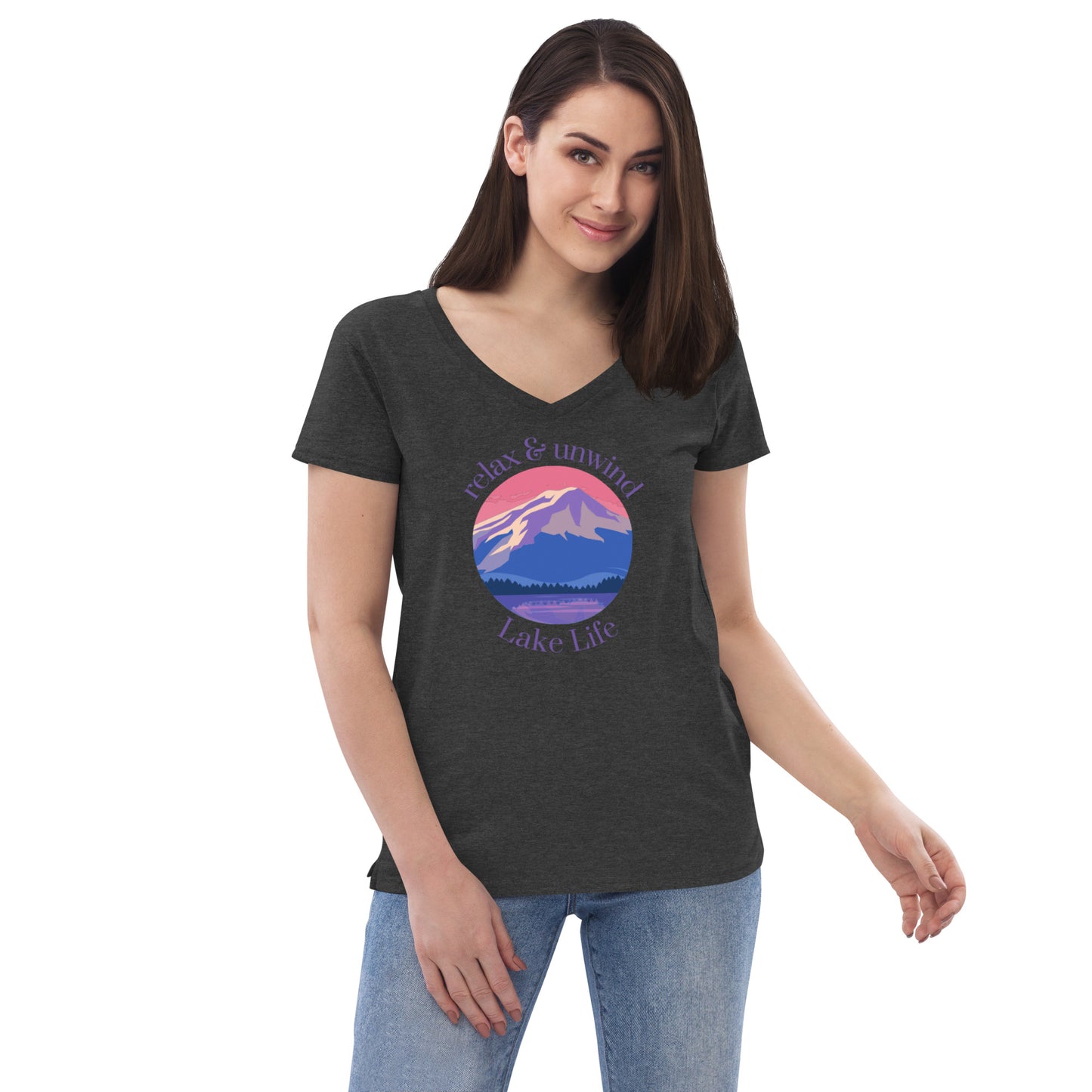 Women’s recycled v-neck t-shirt - Relax & Unwind purple