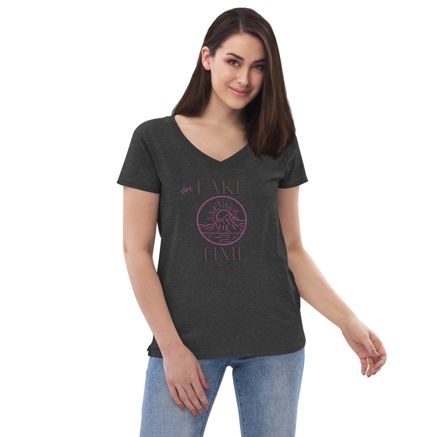 Women’s recycled v-neck t-shirt - On Lake Time