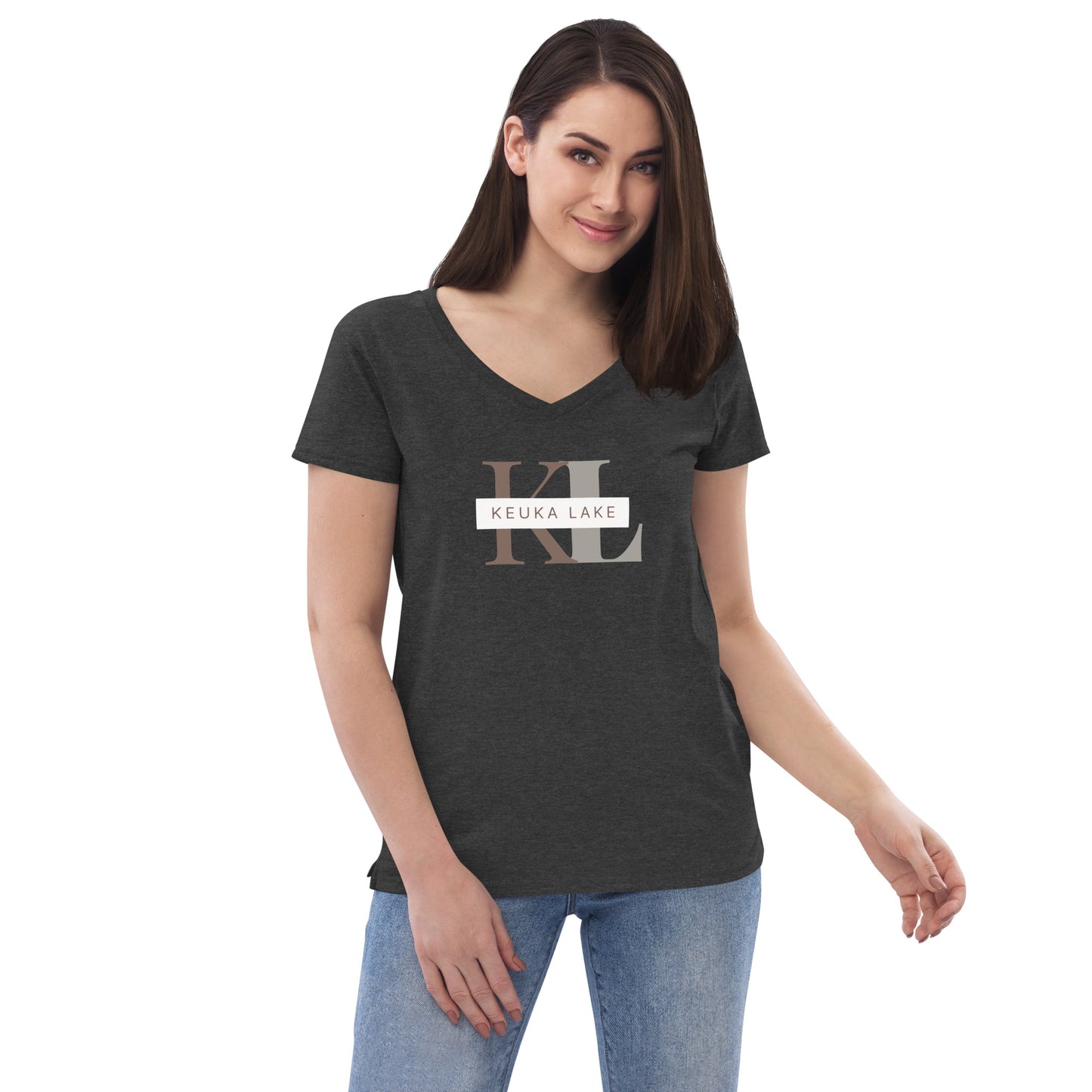 Women’s recycled v-neck t-shirt - Keuka Lake monogram style 2