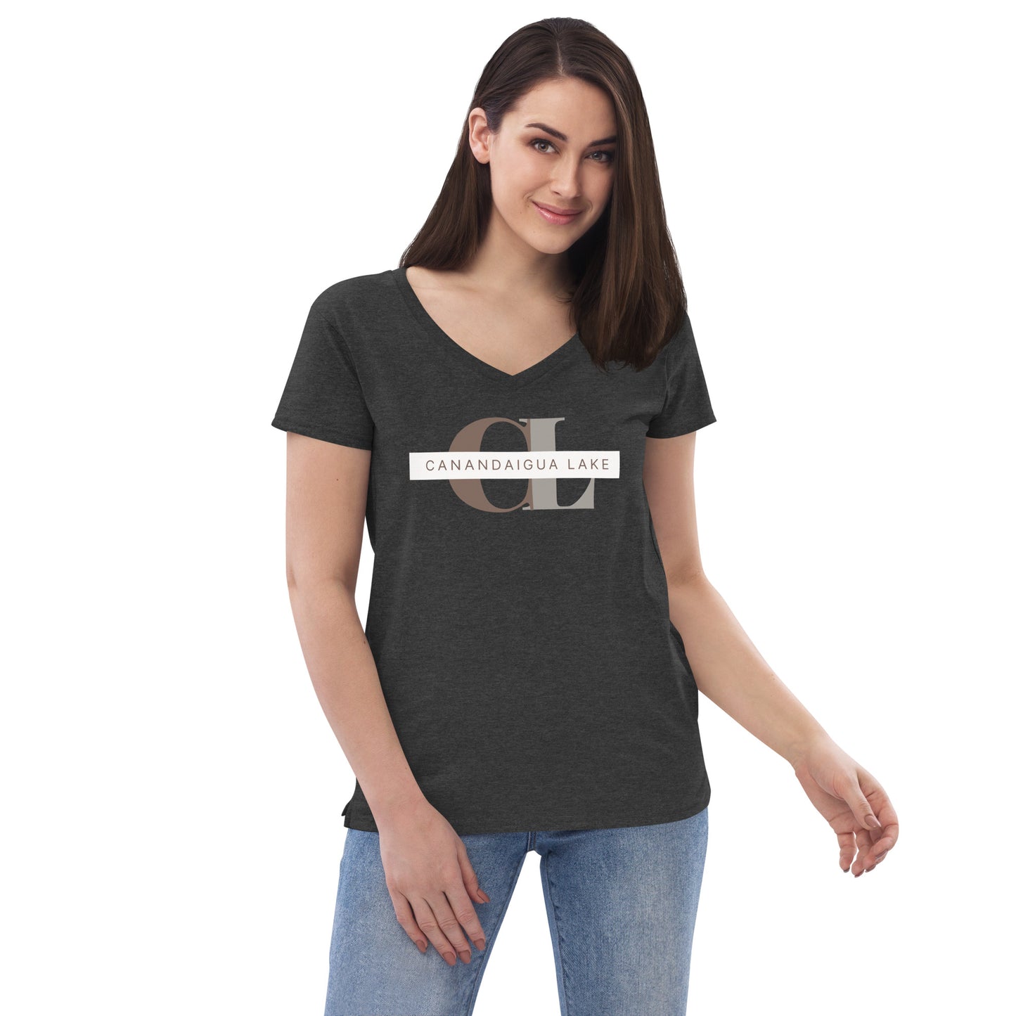 Women’s recycled v-neck t-shirt - Canandaigua Lake monogram style 2