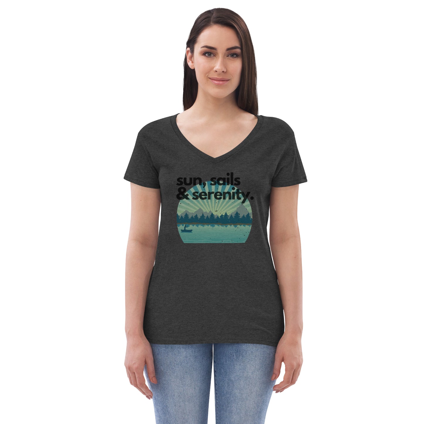 Women’s recycled v-neck t-shirt - Sun, Sails & Serenity