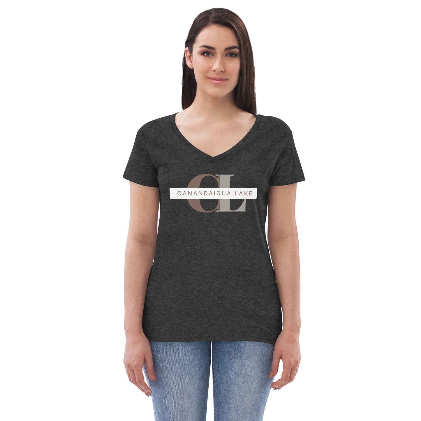 Women’s recycled v-neck t-shirt - Canandaigua Lake monogram style 2