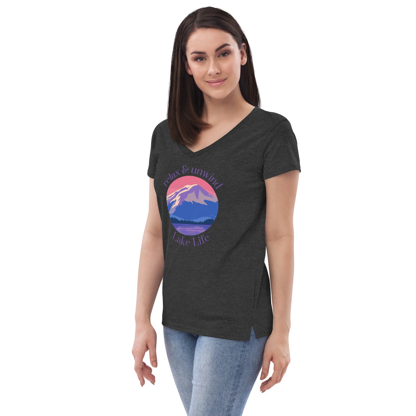 Women’s recycled v-neck t-shirt - Relax & Unwind purple