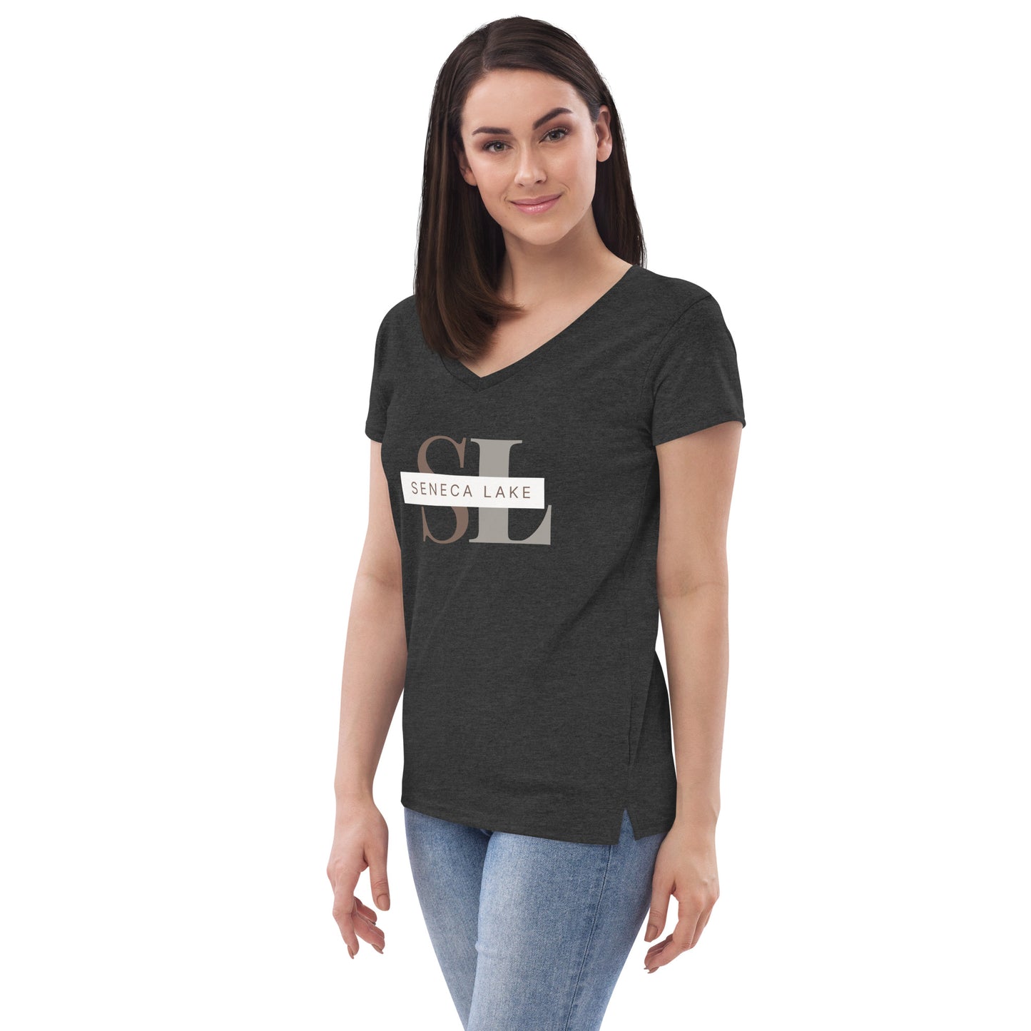 Women’s recycled v-neck t-shirt - Seneca Lake monogram style 2