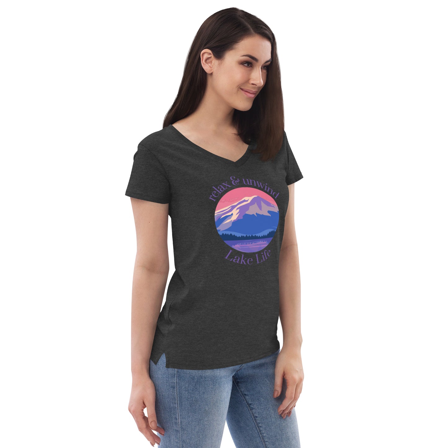 Women’s recycled v-neck t-shirt - Relax & Unwind purple