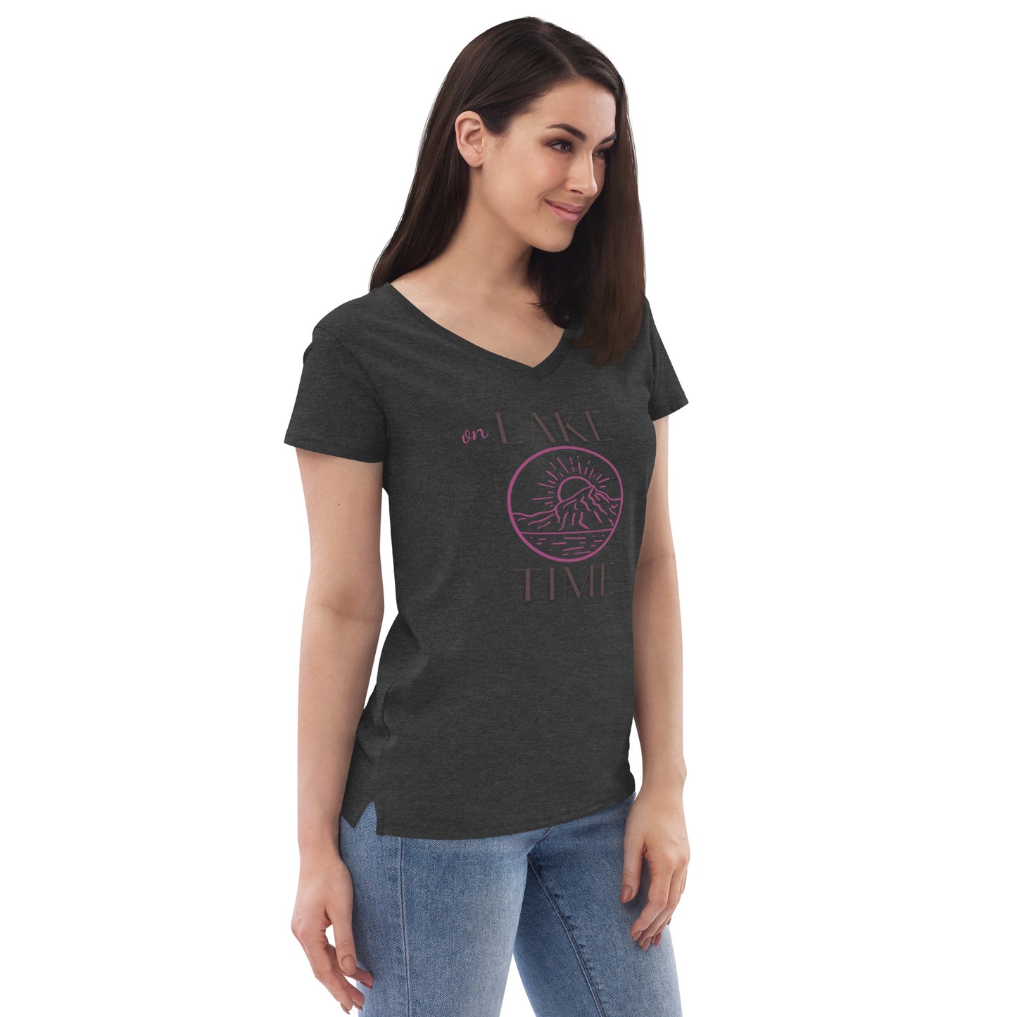 Women’s recycled v-neck t-shirt - On Lake Time