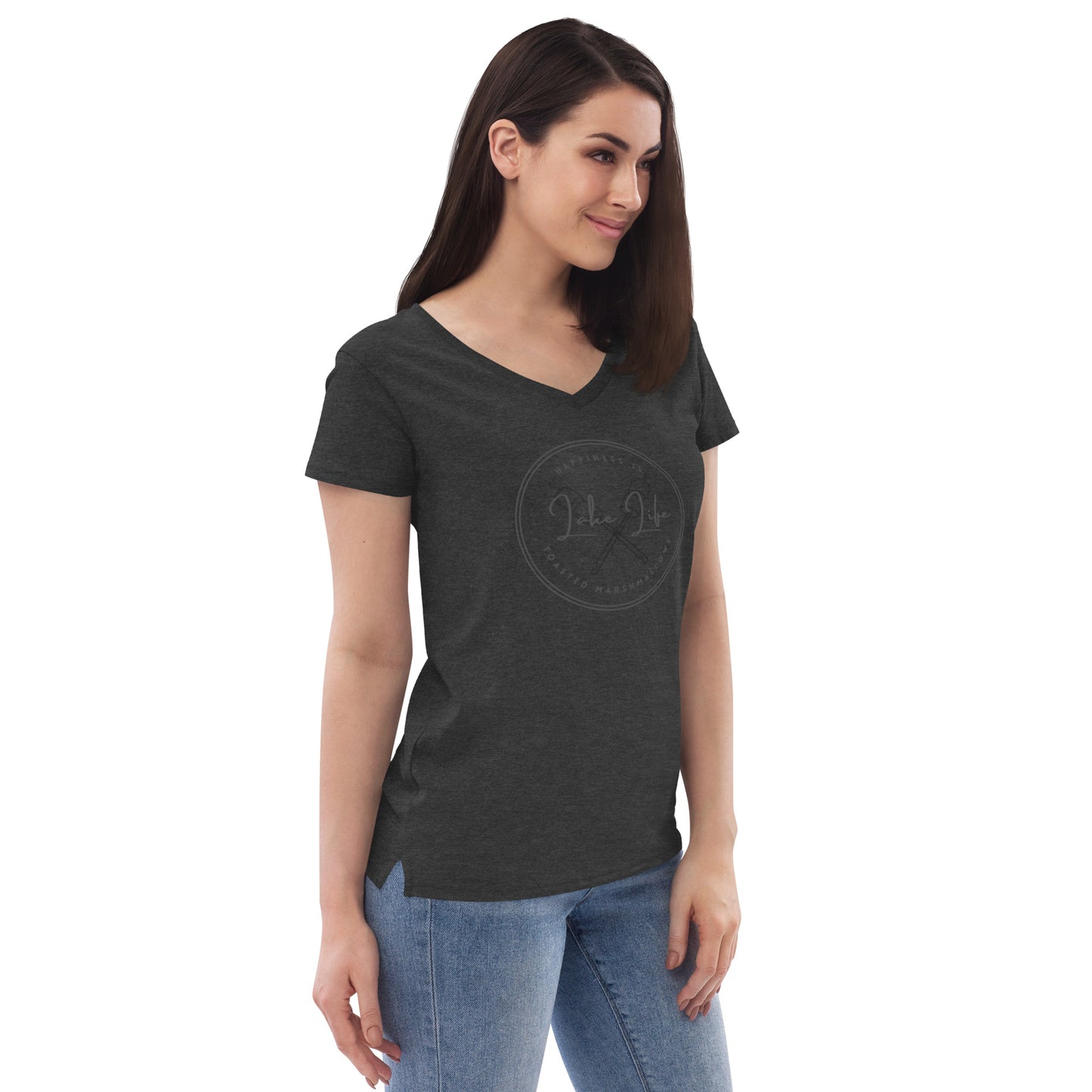 Women’s recycled v-neck t-shirt - Lake Life Toasted Marshmallows