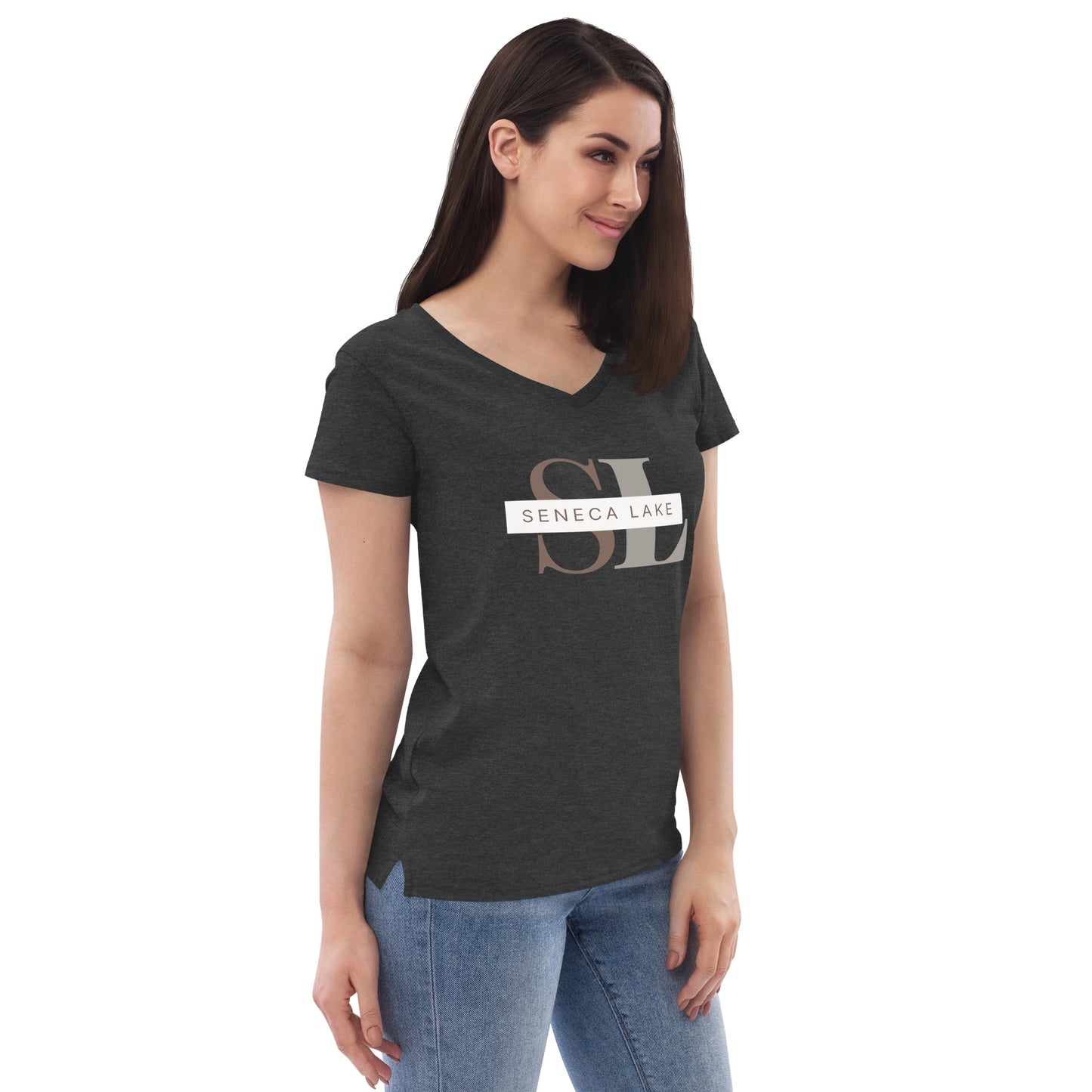 Women’s recycled v-neck t-shirt - Seneca Lake monogram style 2