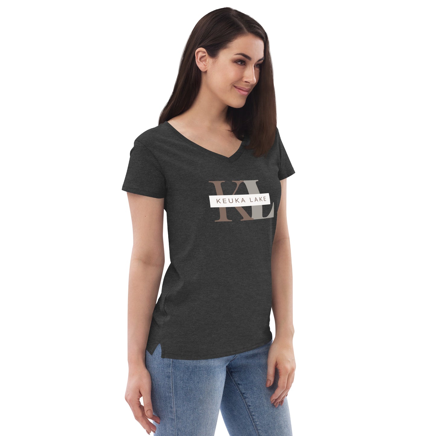 Women’s recycled v-neck t-shirt - Keuka Lake monogram style 2