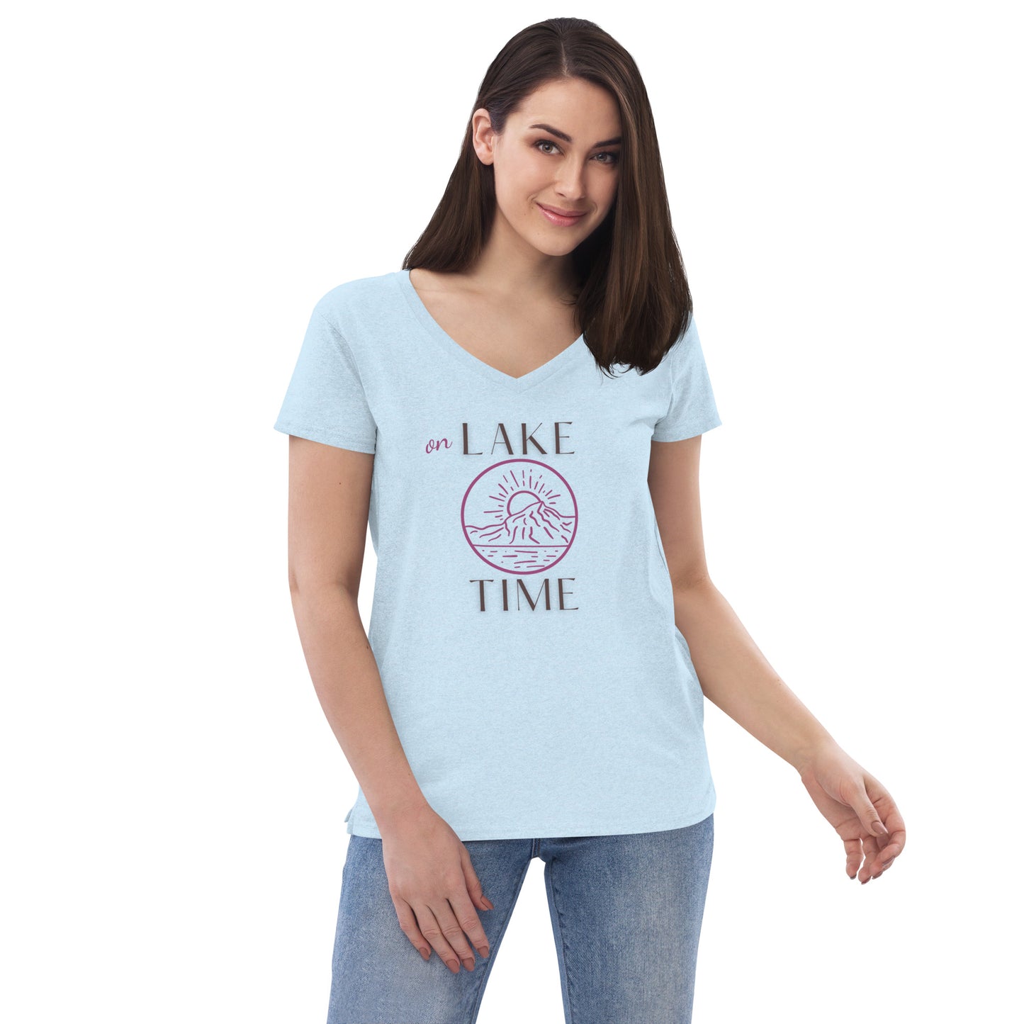 Women’s recycled v-neck t-shirt - On Lake Time