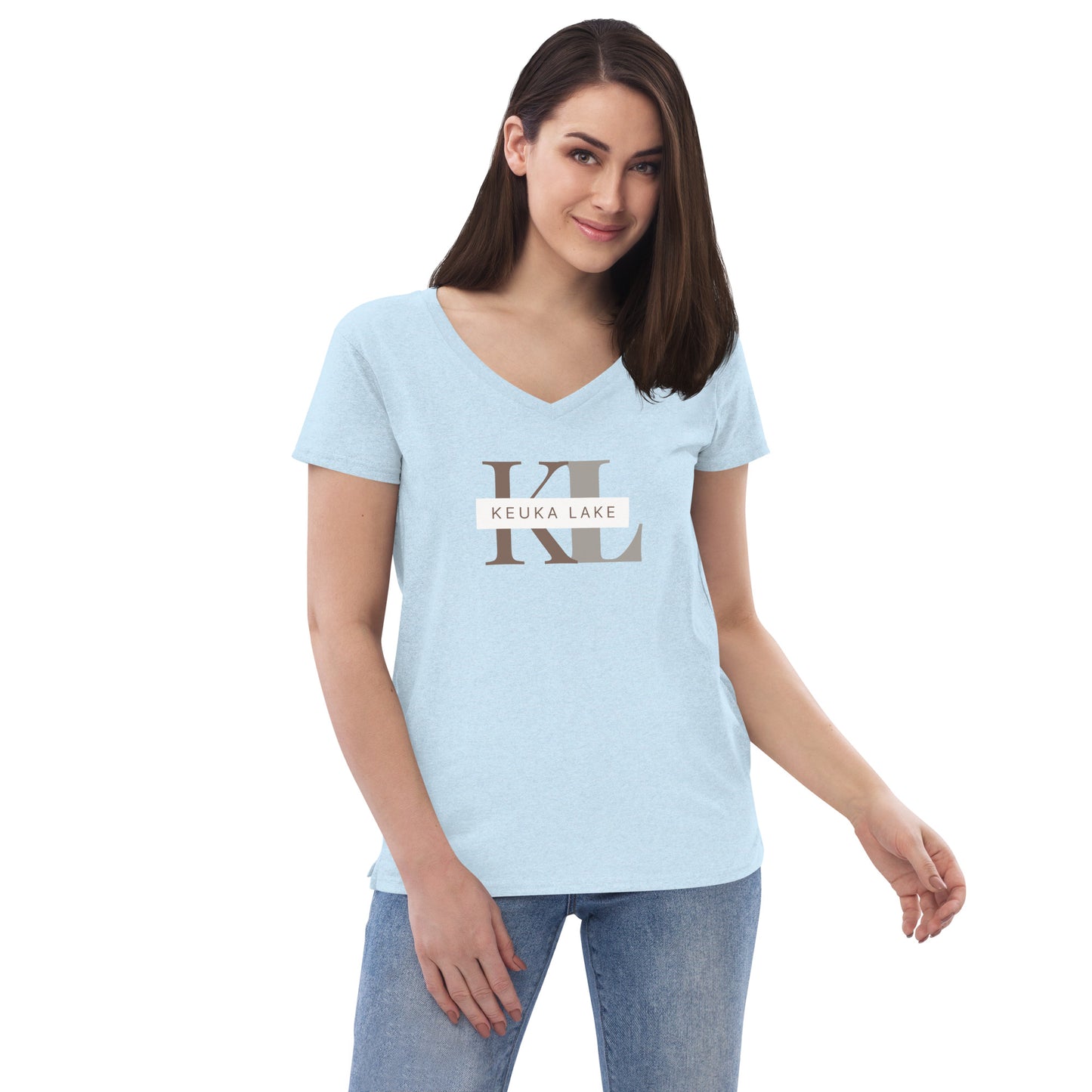 Women’s recycled v-neck t-shirt - Keuka Lake monogram style 2