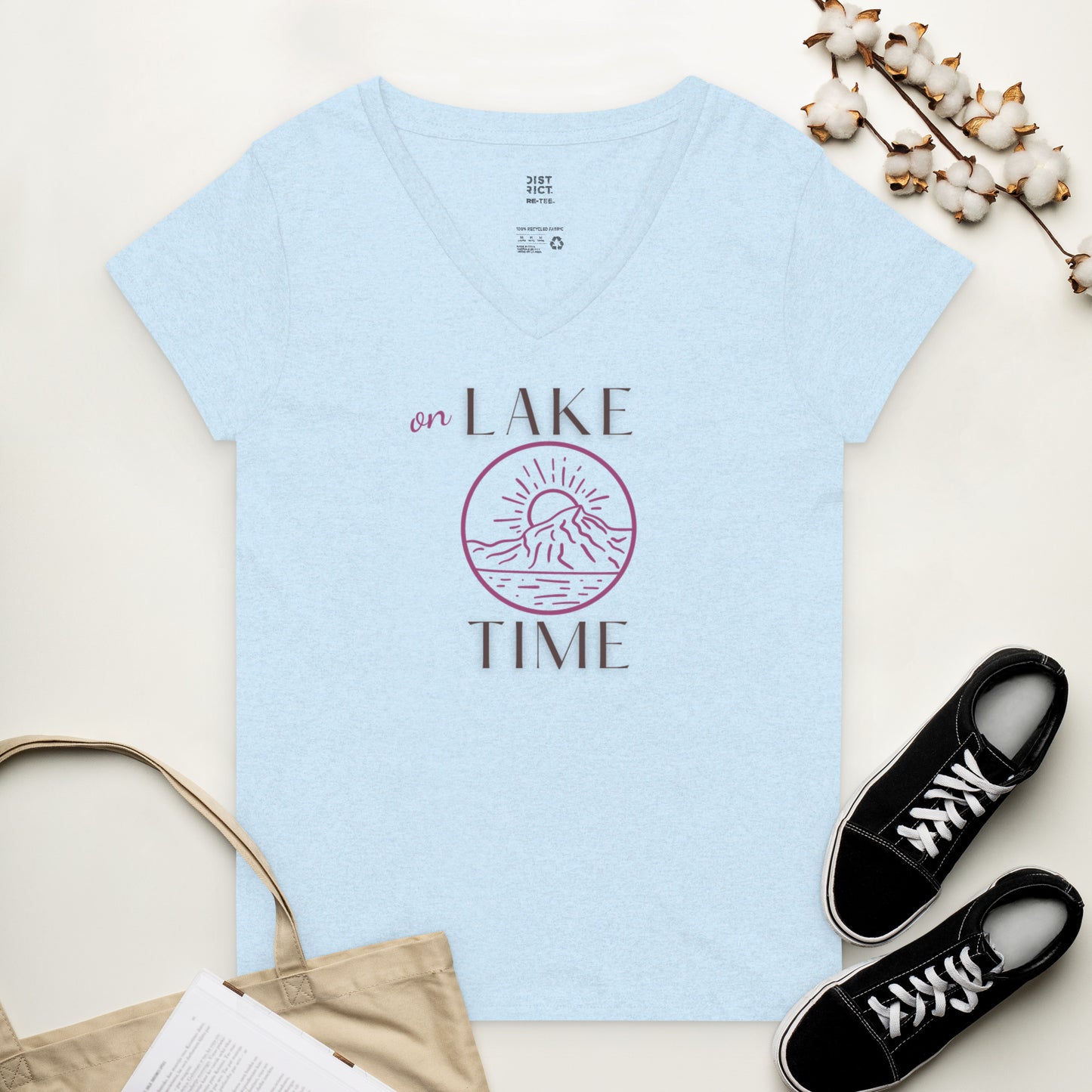 Women’s recycled v-neck t-shirt - On Lake Time