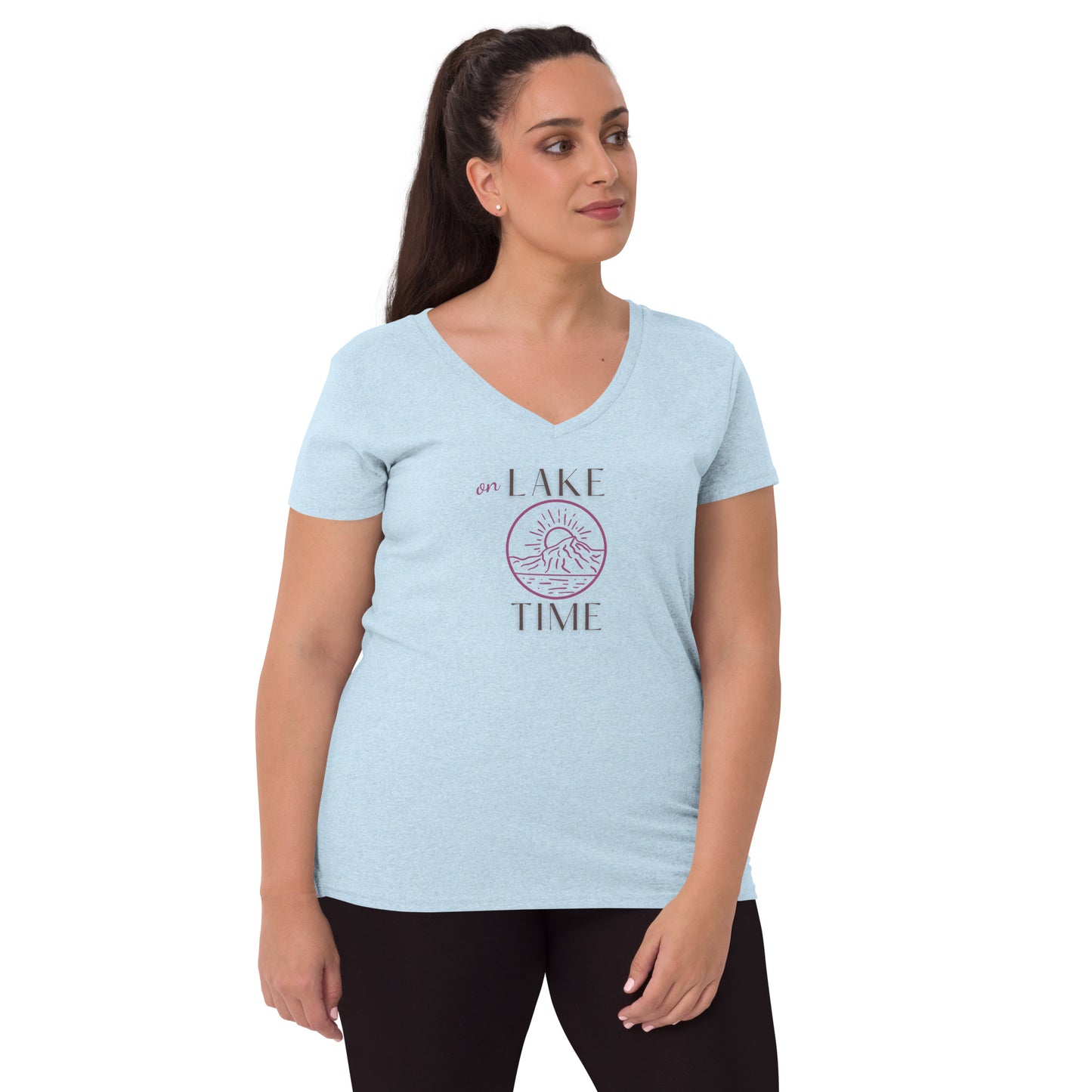 Women’s recycled v-neck t-shirt - On Lake Time