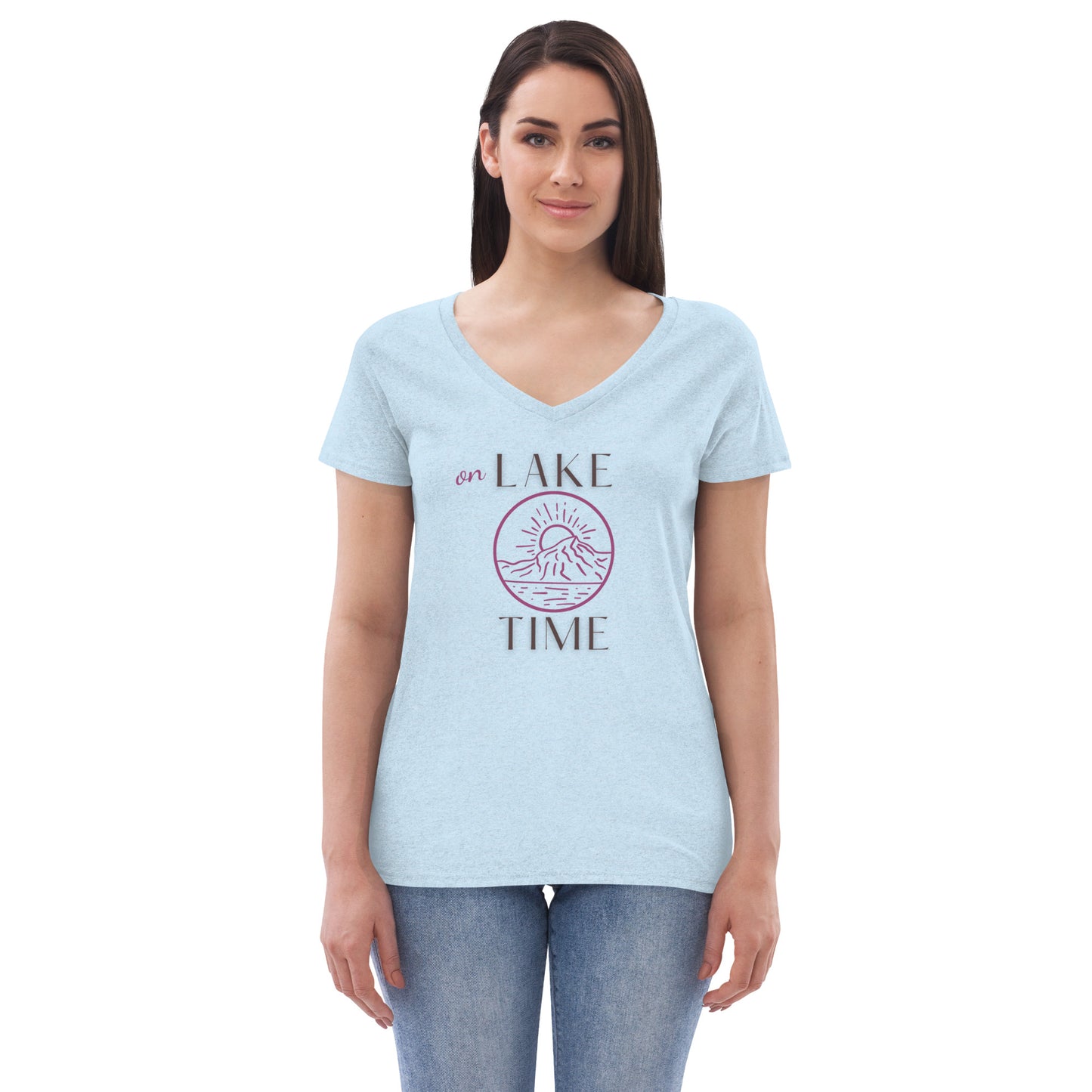 Women’s recycled v-neck t-shirt - On Lake Time