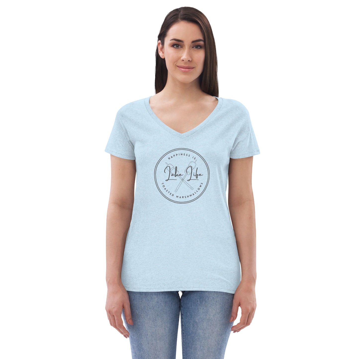 Women’s recycled v-neck t-shirt - Lake Life Toasted Marshmallows