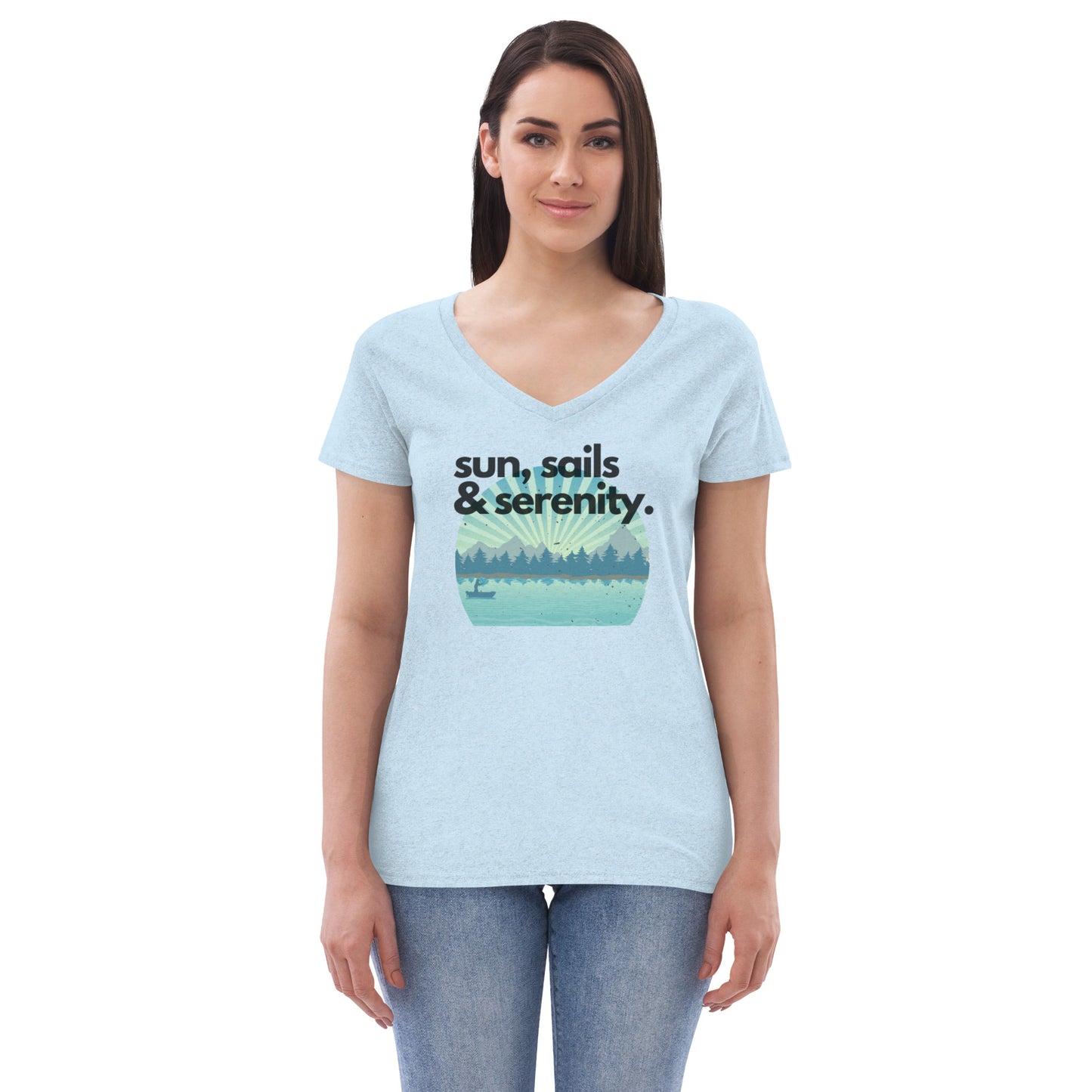 Women’s recycled v-neck t-shirt - Sun, Sails & Serenity