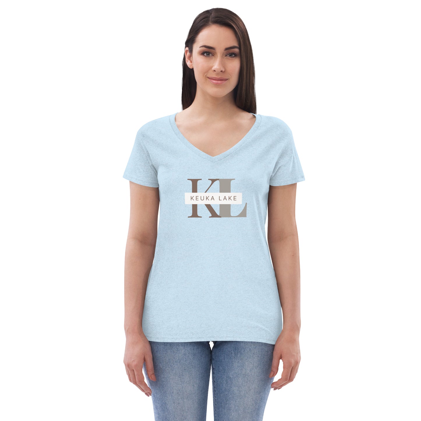 Women’s recycled v-neck t-shirt - Keuka Lake monogram style 2