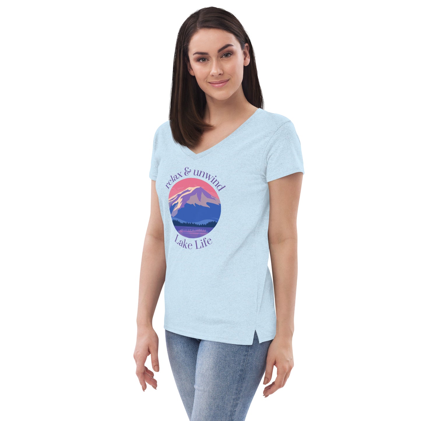 Women’s recycled v-neck t-shirt - Relax & Unwind purple