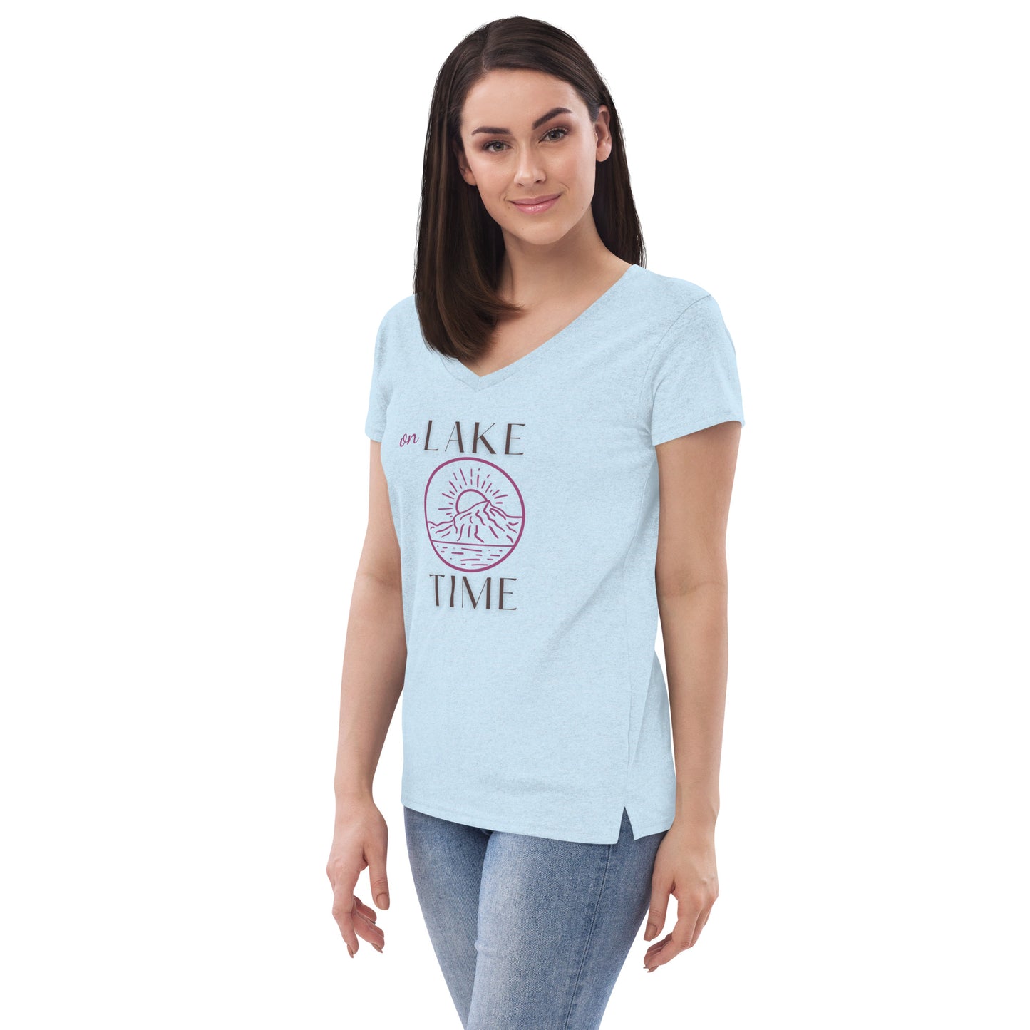 Women’s recycled v-neck t-shirt - On Lake Time