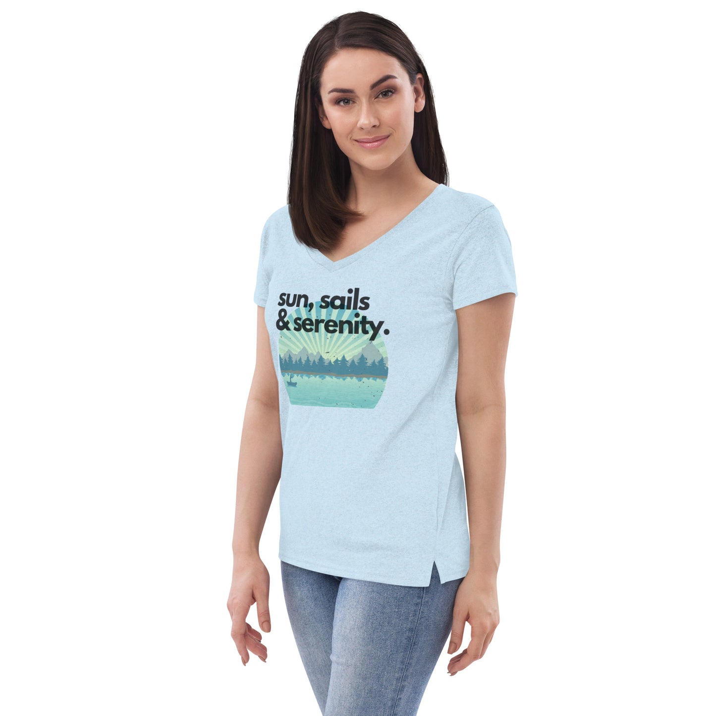 Women’s recycled v-neck t-shirt - Sun, Sails & Serenity