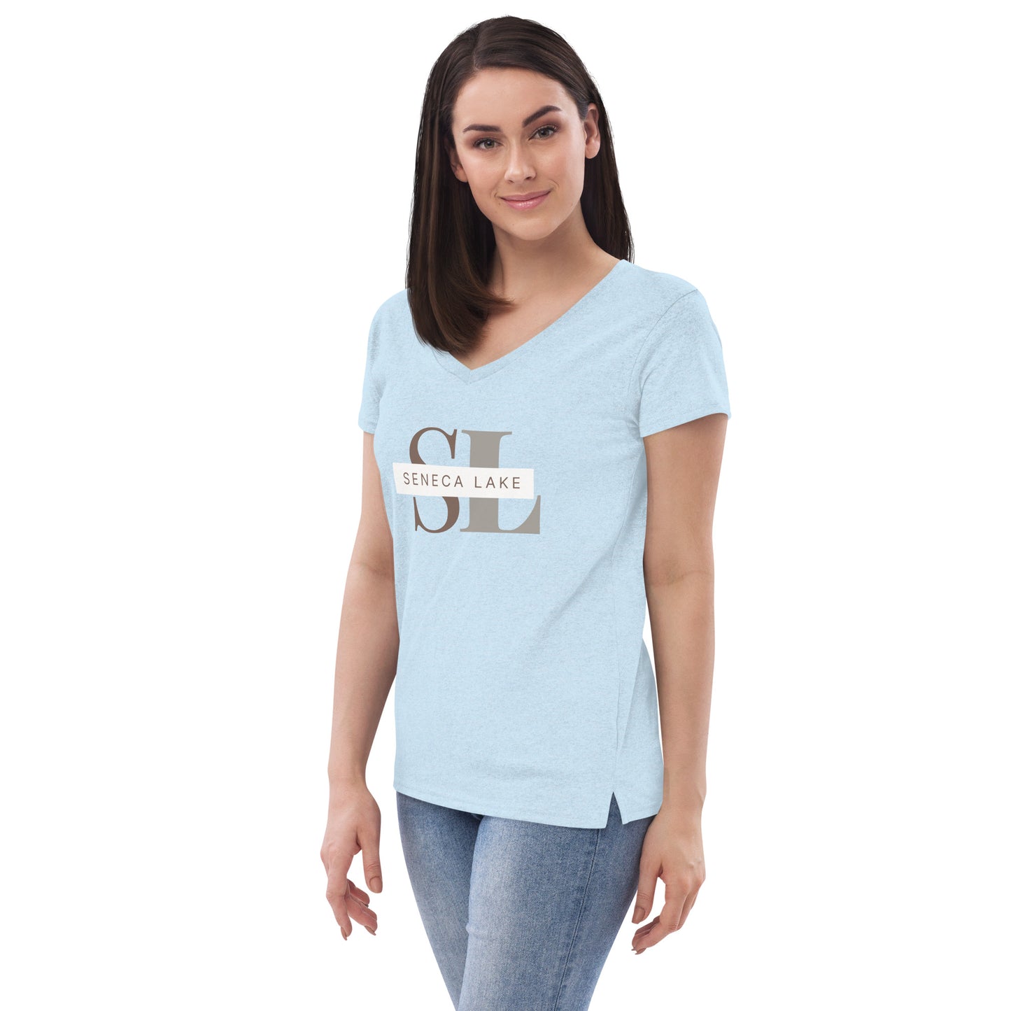 Women’s recycled v-neck t-shirt - Seneca Lake monogram style 2