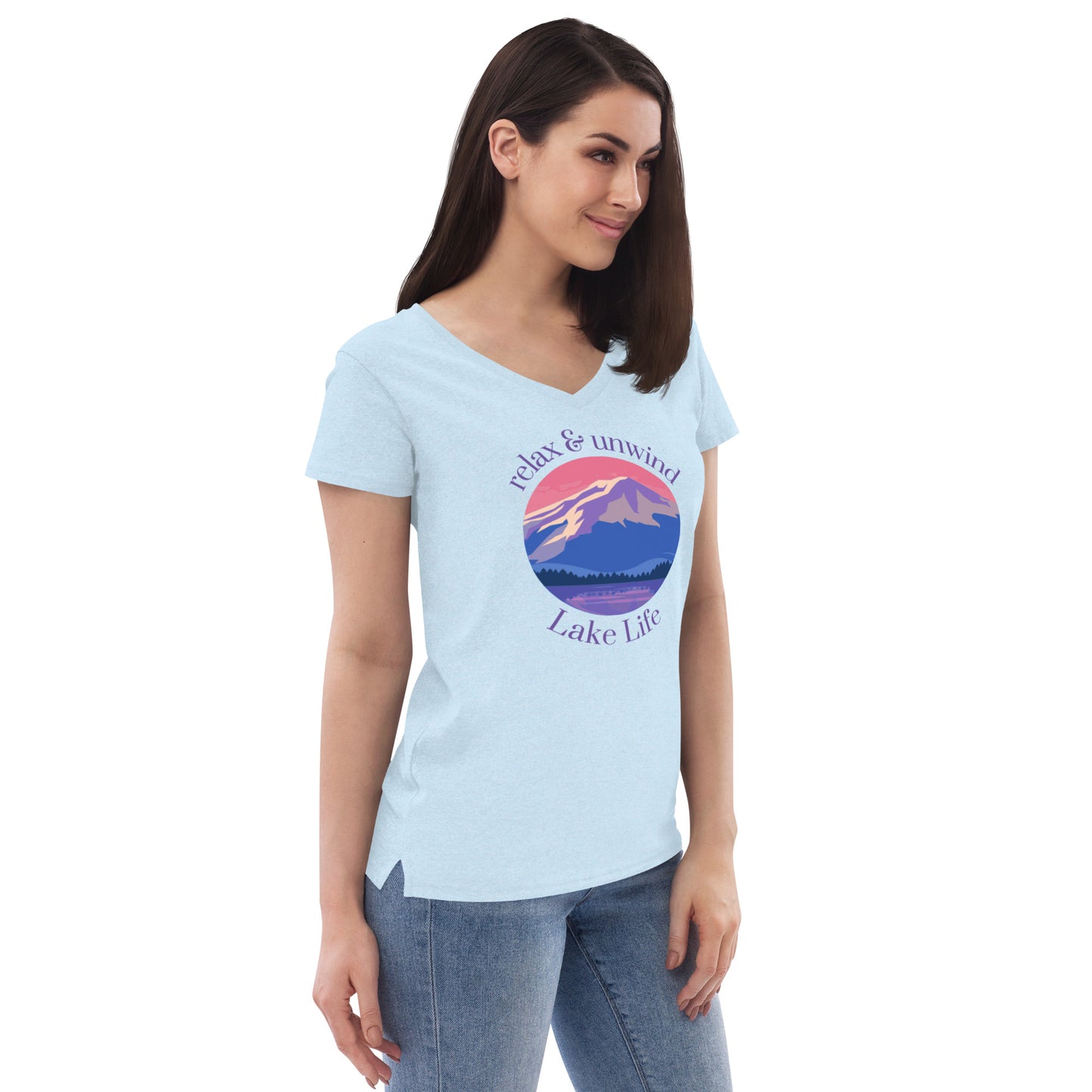 Women’s recycled v-neck t-shirt - Relax & Unwind purple