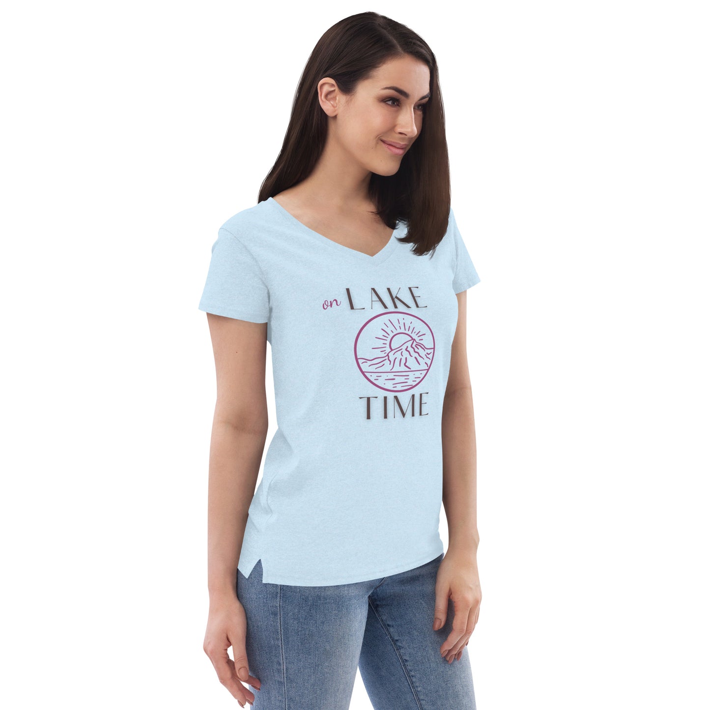 Women’s recycled v-neck t-shirt - On Lake Time