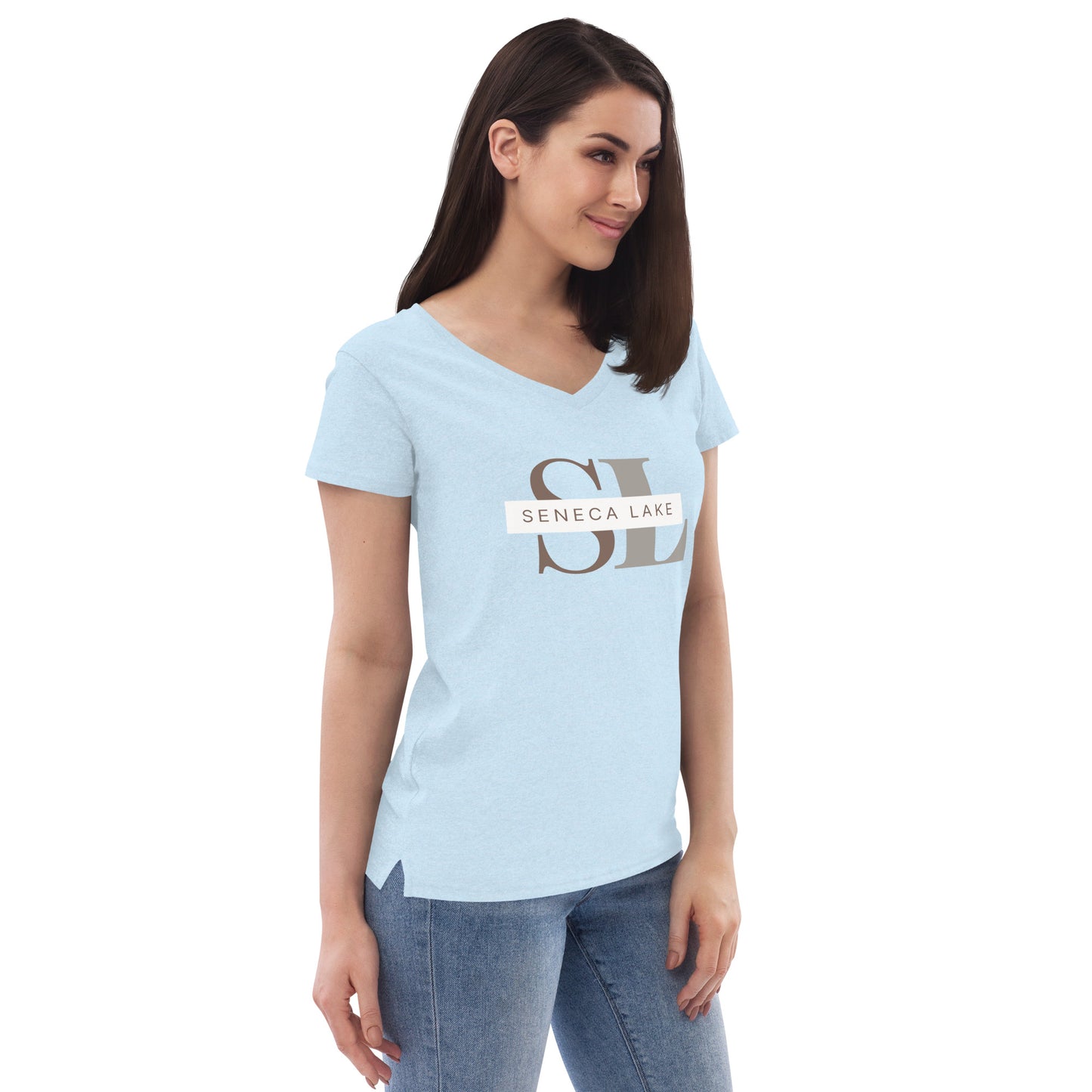 Women’s recycled v-neck t-shirt - Seneca Lake monogram style 2