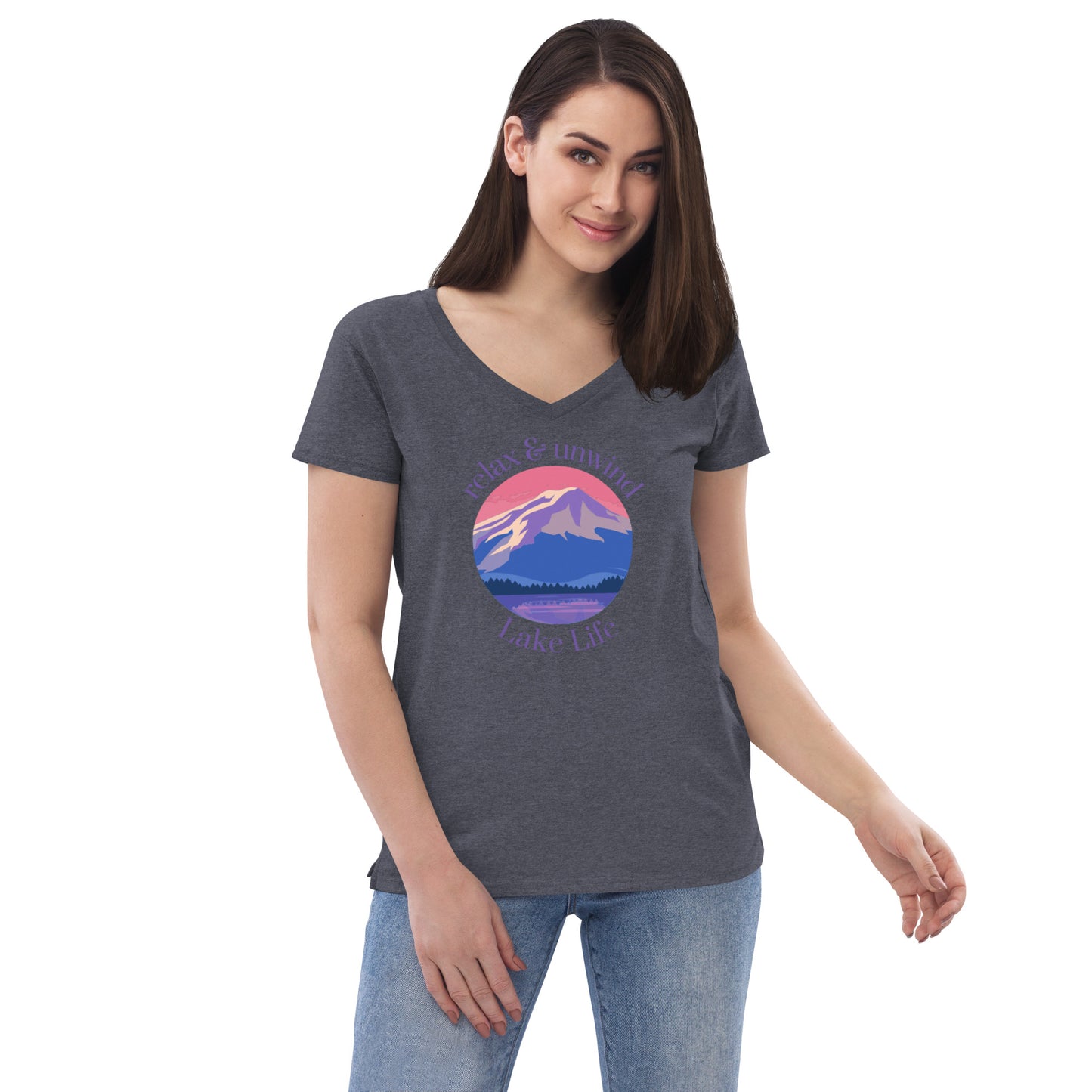 Women’s recycled v-neck t-shirt - Relax & Unwind purple