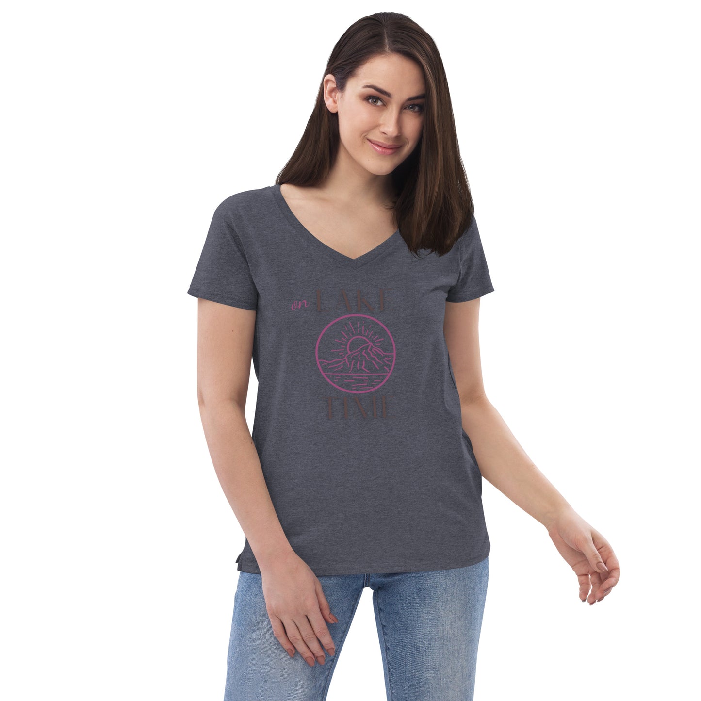 Women’s recycled v-neck t-shirt - On Lake Time