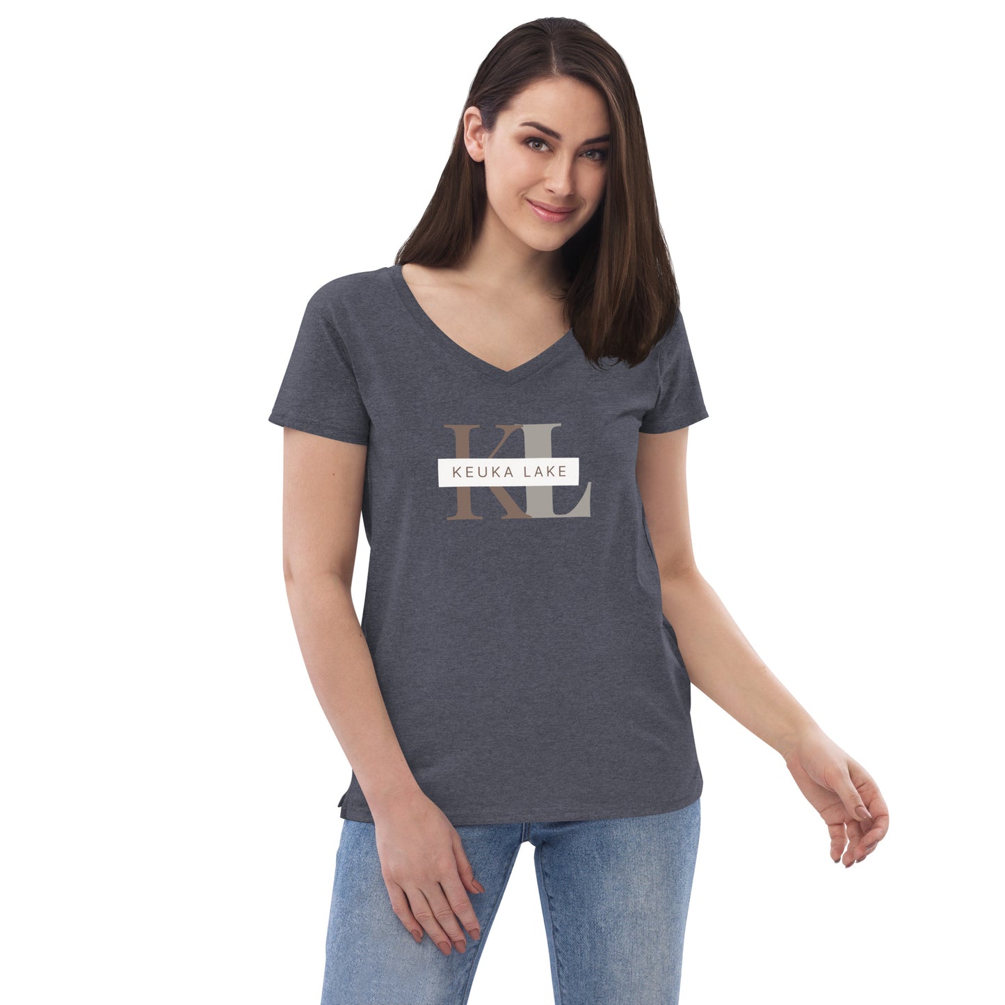 Women’s recycled v-neck t-shirt - Keuka Lake monogram style 2